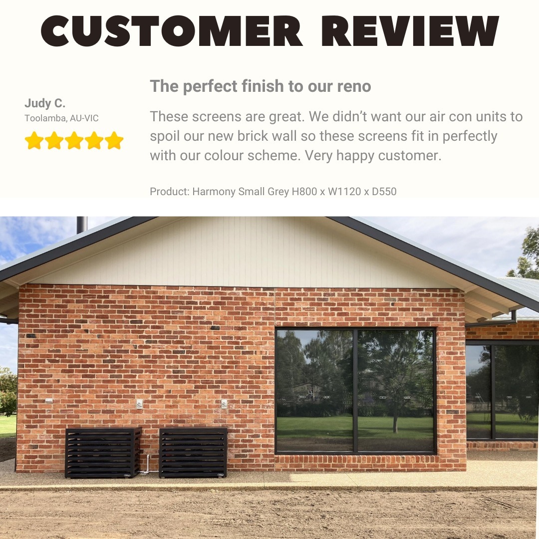 Another happy customer!
Thank you Judy for your review and photo!
Approved by Fujitsy and Mitsubishi Electric on many projects, our air conditioner screens are you solution to hiding your ugly, but very necessary, machines!
Fast, Australia wide delivery from our warehouse in sunny Moreton Bay :-)
Order now www.outdoorscreens.com.au
#airconcover #airconditionerscreen #hideairconditioner #aluminiumcovers #victoriaaustralia #melbournehouse