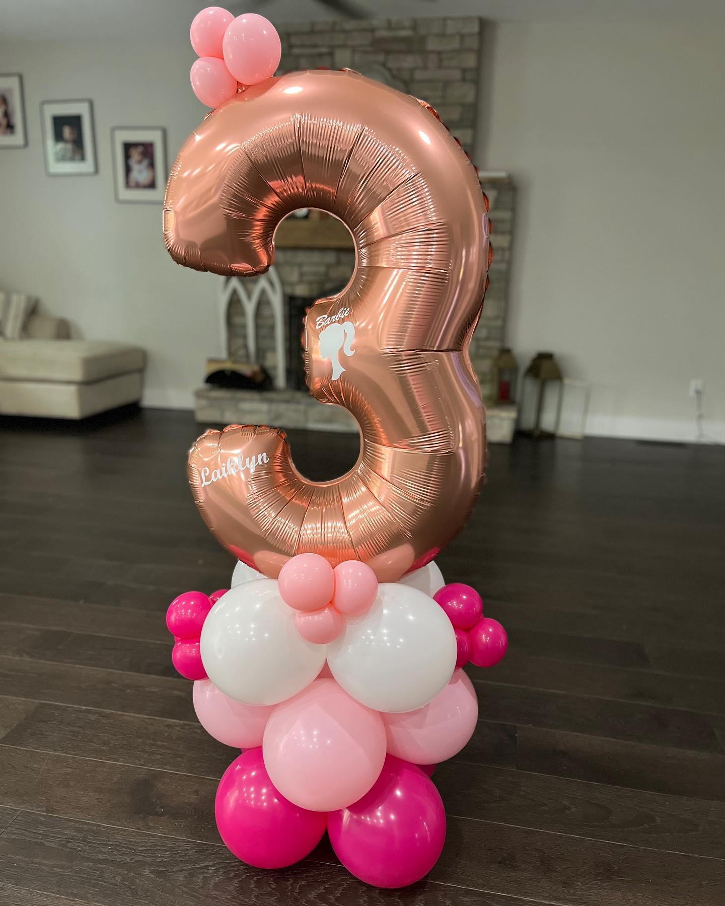 Rose gold and pink number stack! Barbie theme.