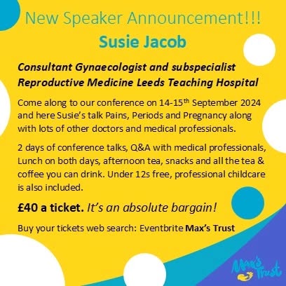 New speaker announcement for the Max's Trust 2024 conference 💙💛 Tickets are on sale until 31st August 2024!