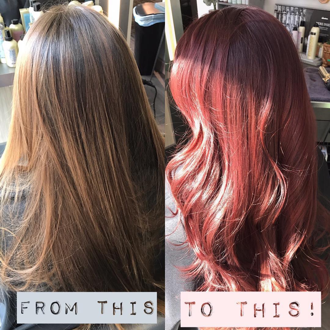 Have you ever been scared to trust your instinct about a complete make-over? Sometimes when you come in and trust your gut, you go from being blonde to a red head. Isn't her hair gorgeous? Take a leap of faith and let's figure out where your next hair adventure lies! #colortransformation #redhead #formerblonde #trustyourgut #davinesnorthamerica #sustainablebeauty #richardrudolphdesigns #salon #haircare #cityway #suite6