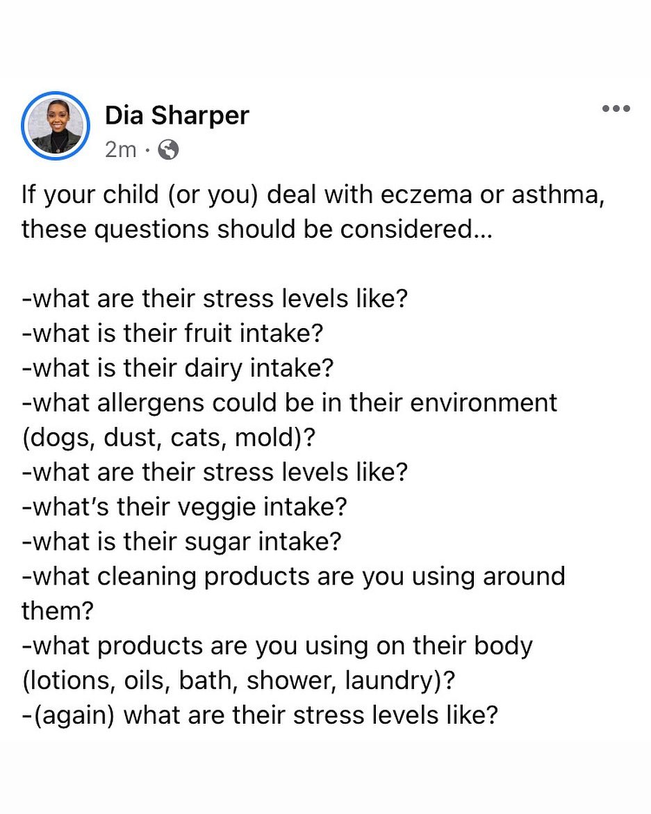 As a child who went through crazy eczema and asthma experiences, thinking back..these are some of the things that I know would have drastically helped me as they do now!