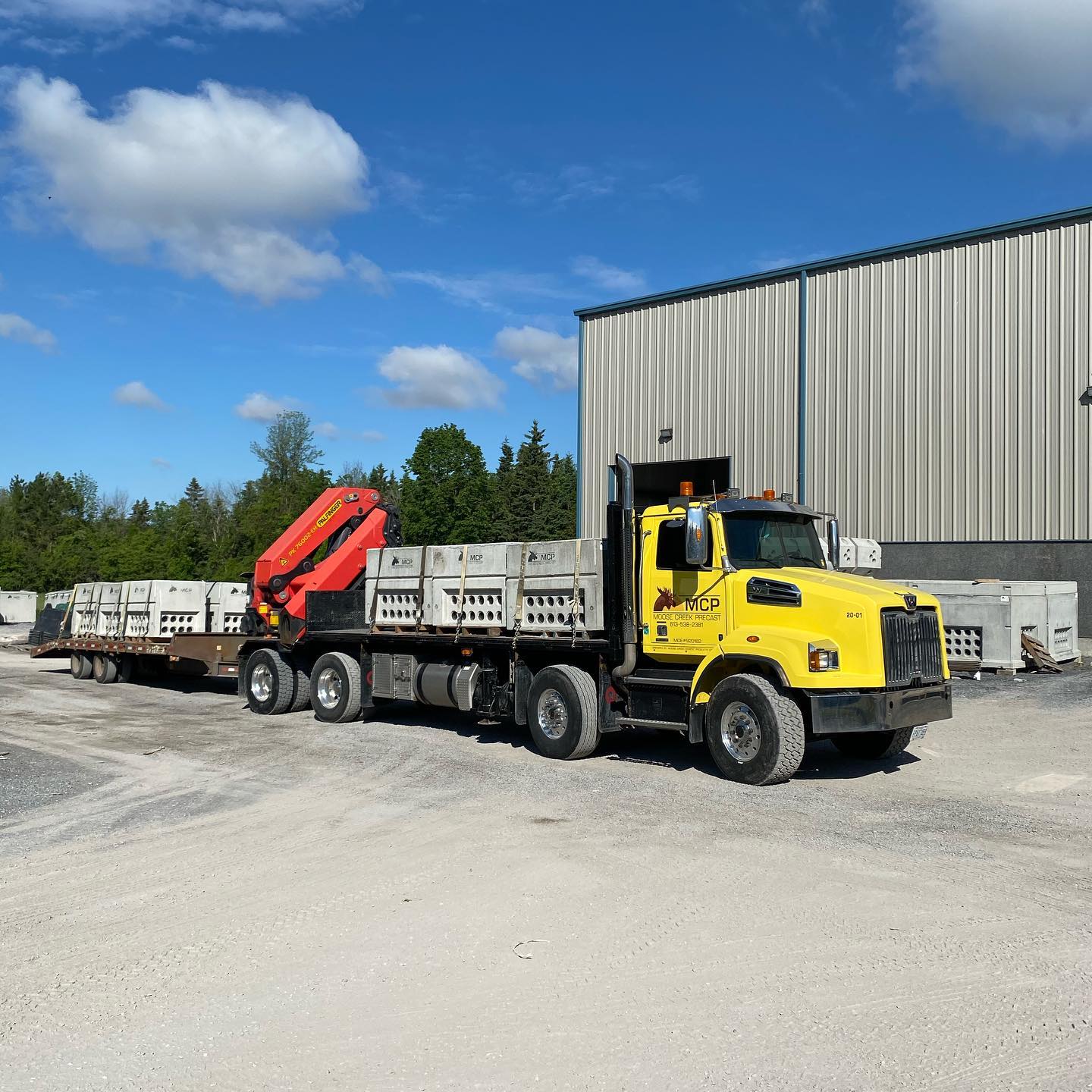Nice load of transformer foundations on this beautiful Monday! #MCP #moosecreekcementproducts #precastconcrete