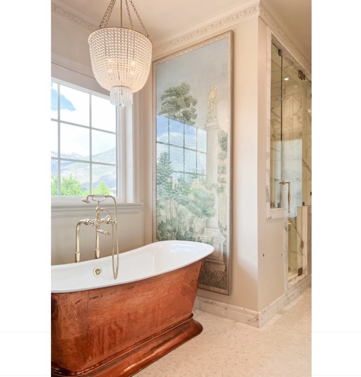 This bathroom. Just…. This. 😍
#coppertub #marble #customresidential #customdesign #interiordesign #bathroomdesign #masterbathroom #freestandingtub #marblebathroom