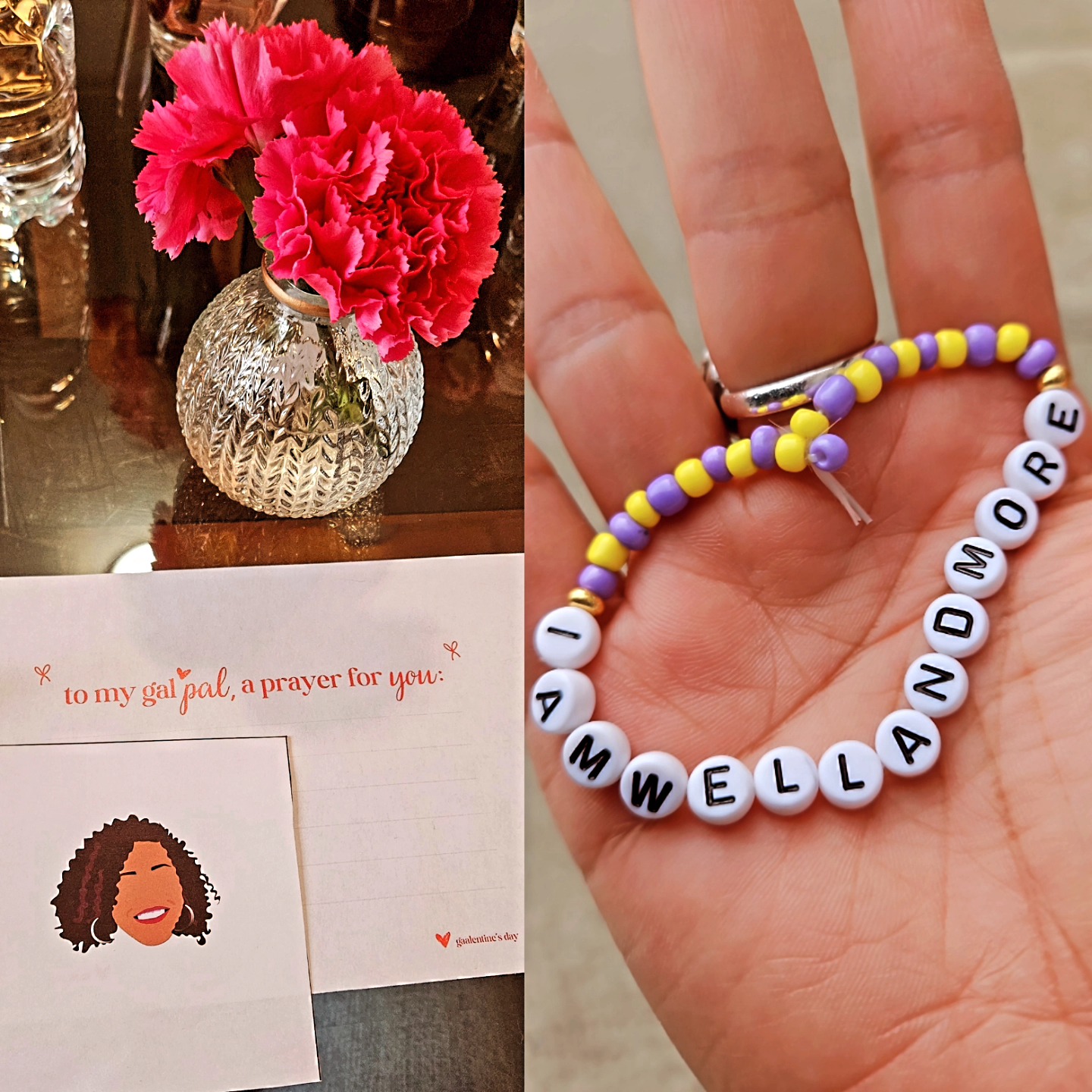 Galentine's arts and crafts 🙌🏽❤️😍! New merch🤔😂, kidding. It was nice to have this opportunity to share with amazing sisters in the faith and celebrate one another. Thank you my friend @akriealicia, for the invite and hosting such a lovely time💗💗.
#Iamwell #iamwellandmore #Healthandwellnessjourney #womenupliftingwomen #faithcommunity #galentines #friendship #prayer #inspiration ##instagood #Godisgood