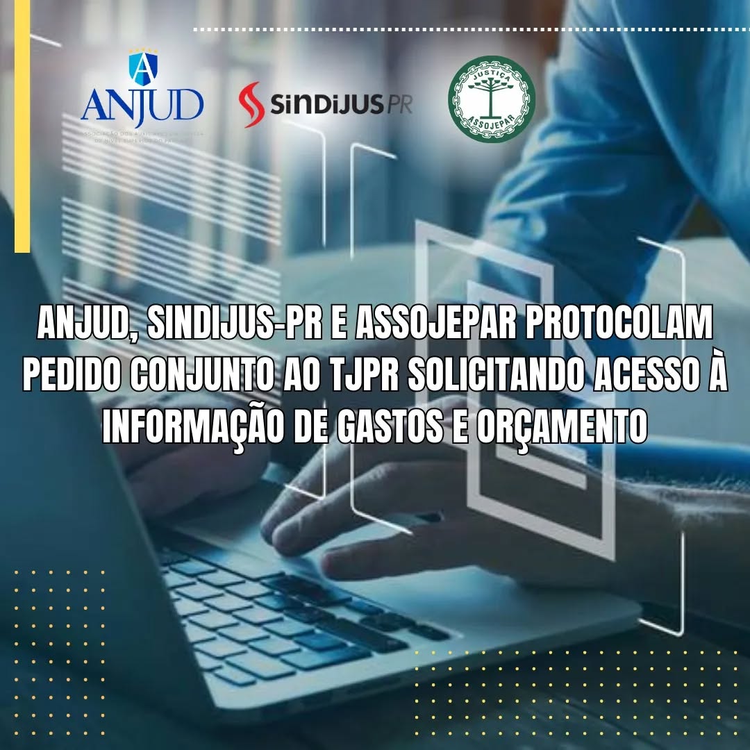 ANJUD, SINDIJUS-PR E ASSOJEPAR PROTOCOLAM PEDIDO CONJUNTO AO TJPR
SOLICITANDO ACESSO À INFORMAÇÃO DE GASTOS E ORÇAMENTO
Curitiba, 28 de agosto de 2024 – Em uma ação de cooperação, a ANJUD (Associação dos Auxiliares da Justiça de Nível Superior do Paraná), o SINDIJUS-PR (Sindicato dos Servidores do Poder Judiciário do Estado do Paraná) e a ASSOJEPAR (Associação dos Oficiais de Justiça do Estado do Paraná) protocolaram nesta data uma petição conjunta dirigida ao Presidente do Tribunal de Justiça do Estado do Paraná (TJPR), Desembargador Luiz Fernando Tomasi Keppen. A iniciativa visa promover maior transparência no uso de recursos públicos pelo Judiciário paranaense.
O documento, assinado pelos representantes das três entidades, solicita informações detalhadas sobre o pagamento de verbas e respectivos juros e correção monetária de Magistrados e Magistradas, além de dados sobre o aumento das despesas com pessoal, previsto na Lei Orçamentária Anual (LOA) de 2024, e a evolução mensal da disponibilidade de caixa do TJPR durante o ano corrente.
Entre os pontos abordados, destacam-se:
Detalhamento do Pagamento de Verbas: Solicitação de informações sobre os valores pagos mensalmente aos Magistrados e Magistradas, com detalhamento específico de direitos como Gratificação por Atividade de Fiscalização (GAF), Adicional por Tempo de Serviço (ATS) e licença compensatória.
Aumento das Despesas com Pessoal: O pedido busca esclarecer o valor do aumento previsto na LOA 2024, discriminando os montantes destinados a Servidores/as e Magistrados/as, considerando o aumento orçamentário de 13% para o ano.
Disponibilidade de Caixa: Solicitação de dados sobre a evolução da disponibilidade de caixa do TJPR ao longo de 2024.
As entidades fundamentam o pedido com base no direito de acesso à informação, garantido pela Constituição Federal, e no princípio da gestão participativa, conforme a Resolução 221/2016 do Conselho Nacional de Justiça (CNJ). Argumentam, ainda, que as informações solicitadas são de interesse público e não envolvem dados sensíveis, o que justifica a prioridade no atendimento.