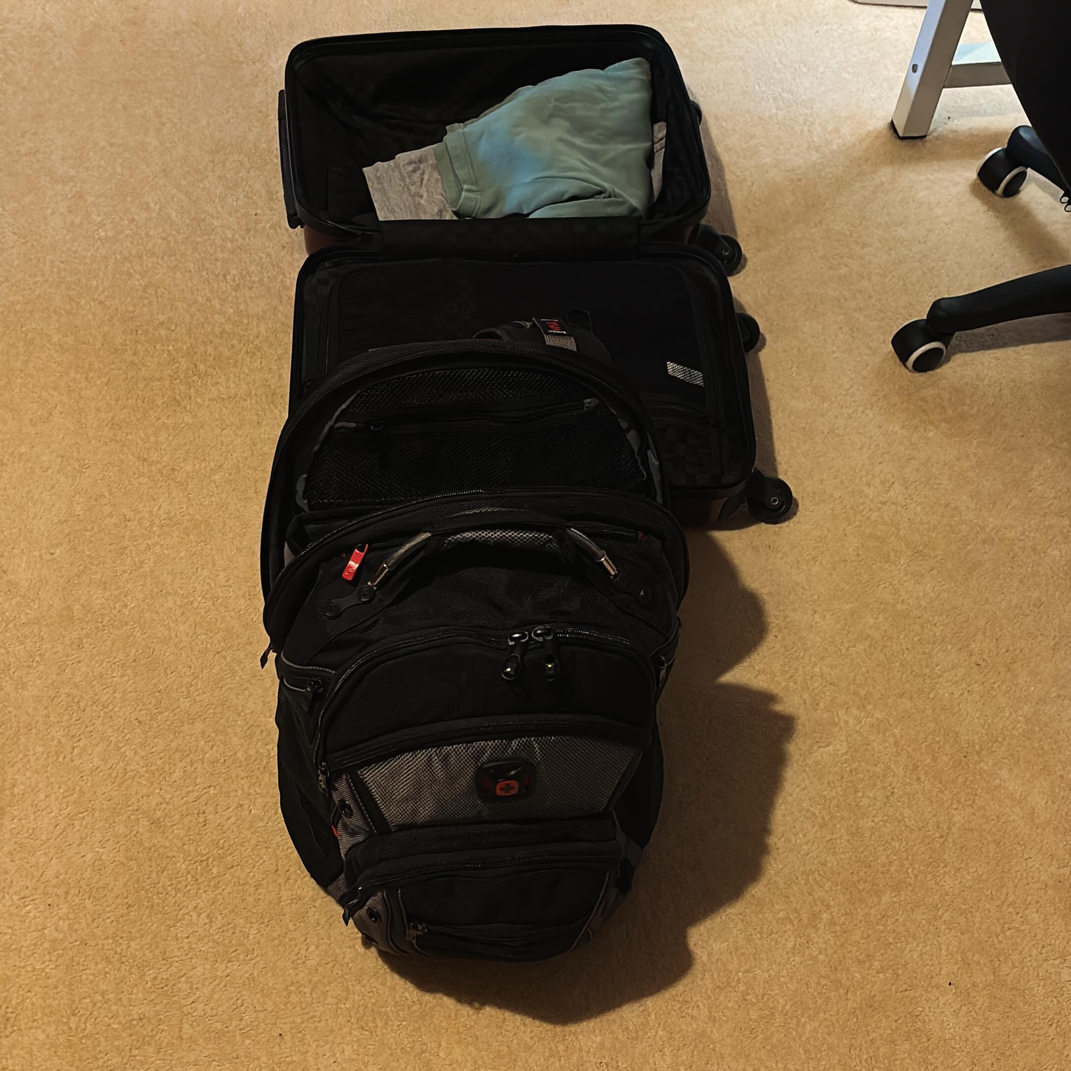 Bags awaiting final checks before I’m off to Amsterdam tomorrow. 0545. Wish me luck.