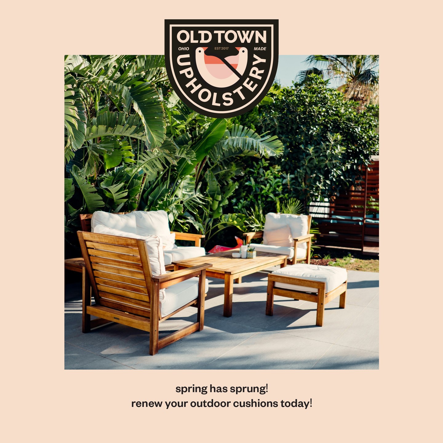Time to come out of hibernation and get the patio prepped for sunshine. Drop us a line and let's have a conversation about getting your outdoor cushions back in action and looking great!