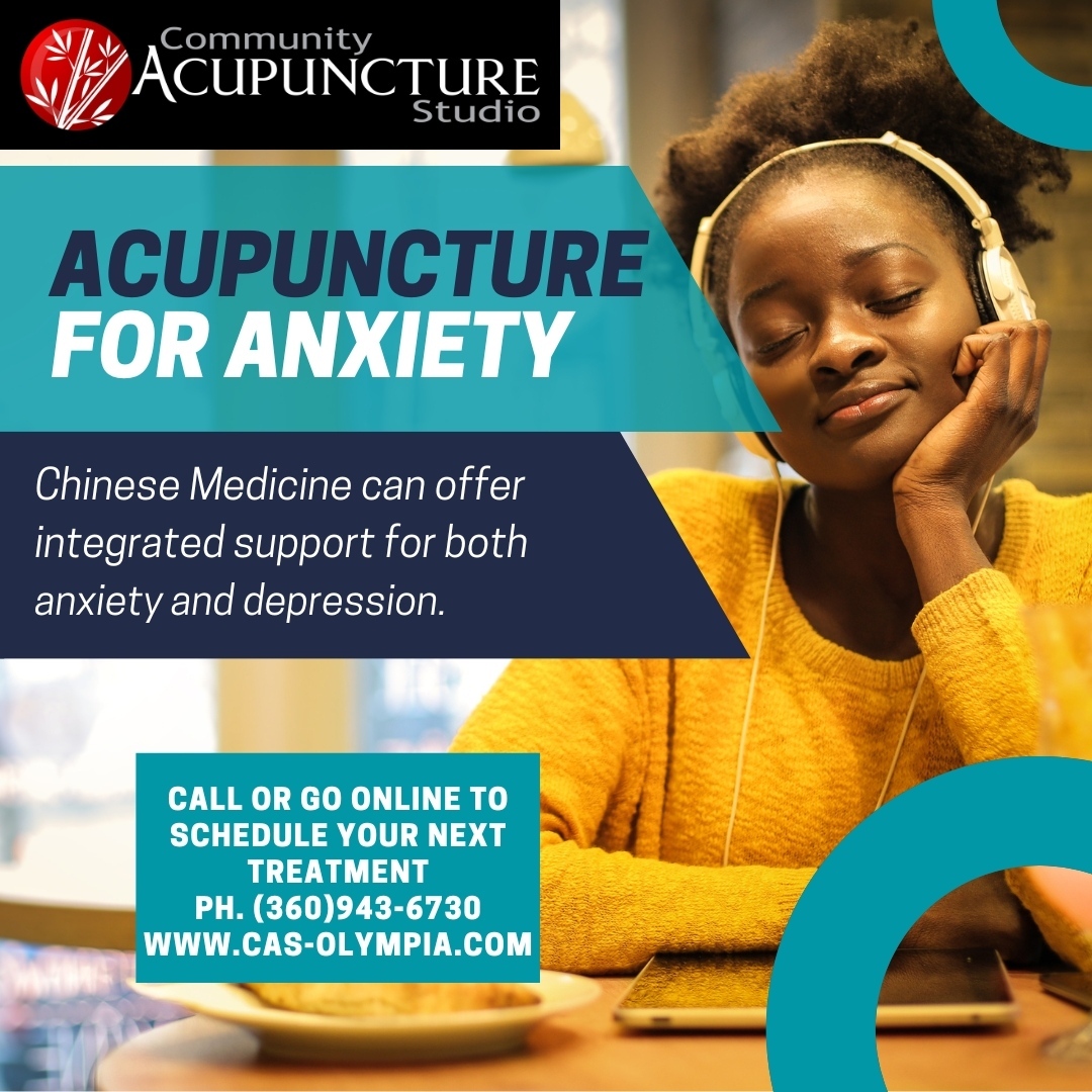 Acupuncture and Chinese Medicine can offer much needed support for balancing mental health issues like anxiety. We'd love to help. Call or go online today to schedule an appointment, and start your journey towards feeling better. Ph. (360)943-6730 or www.cas-olympia.com