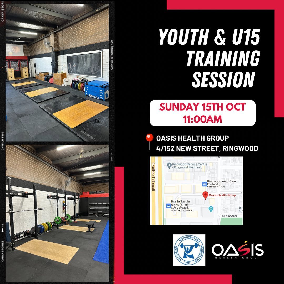 A reminder to all that the club is hosting the @victorian_weightlifting Youth & U15 Training Day this Sunday 15th October.
Please note that member access is unavailable during this time, thank you!