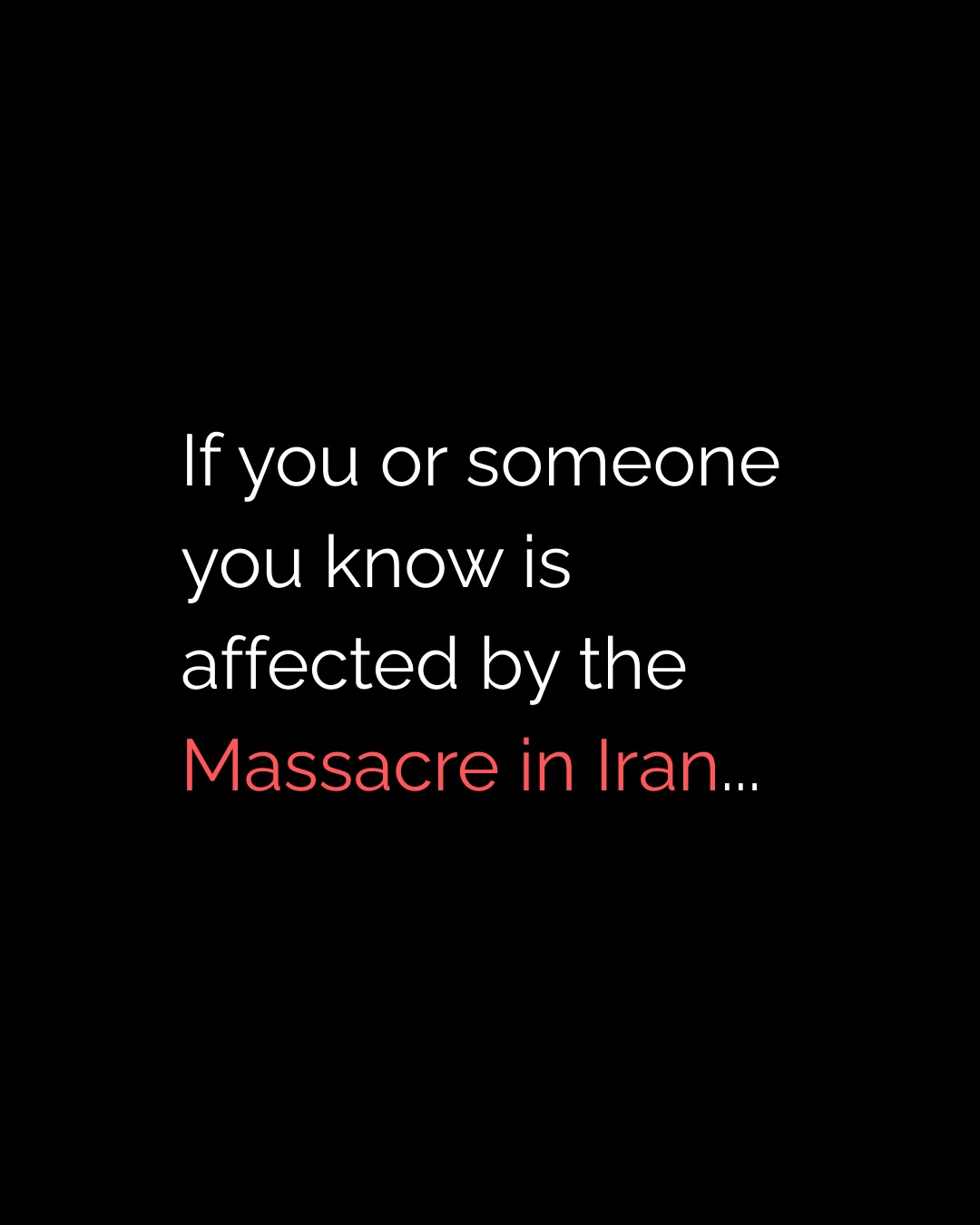 Please share this with those whom are affected by the massacre in Iran and might need psychological support #iranmassacre #iranprotests #supportforiraniansabroad #supportforiranianpeople #supportforiranianwomen