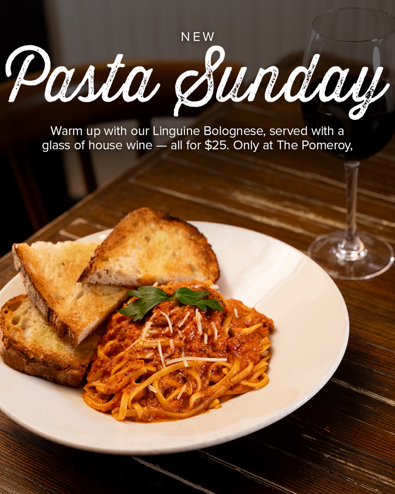 Join us for our $25 Linguine Bolognese special, served with a glass of house wine.
Only at The Pomeroy — every Sunday, all day.
#SundaySpecial #AstoriaEats #LinguineLovers #WineAndDine #ThePomeroy NYCdining ComfortFood