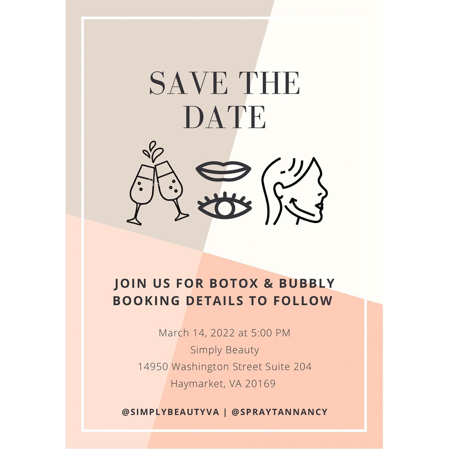 Save the date π
Join us for some Botox & Bubbly π₯
Booking details coming soon!
.
.
.
.
.
.
.
#eyelashextensions #lashes #eyelashes #lashextensions #lash #botoxparty #botox #filler #spraytan #nova #dmv #dc #follow #like #beauty #lips #haymarketva #gainesvilleva