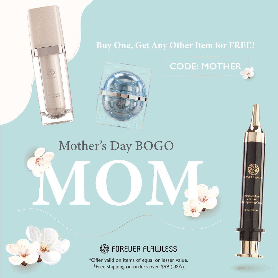 Mother's Day BOGO ๐ธ
Buy one, get any other item for free!
.
.
.
#foreverflawless #instagood #selfcare #loveyourself #skincareroutine #skincaretips #skincareproducts #skingoals #skincareaddict #skincarecommunity #beautycare #sale #mothersday #BOGO #sale