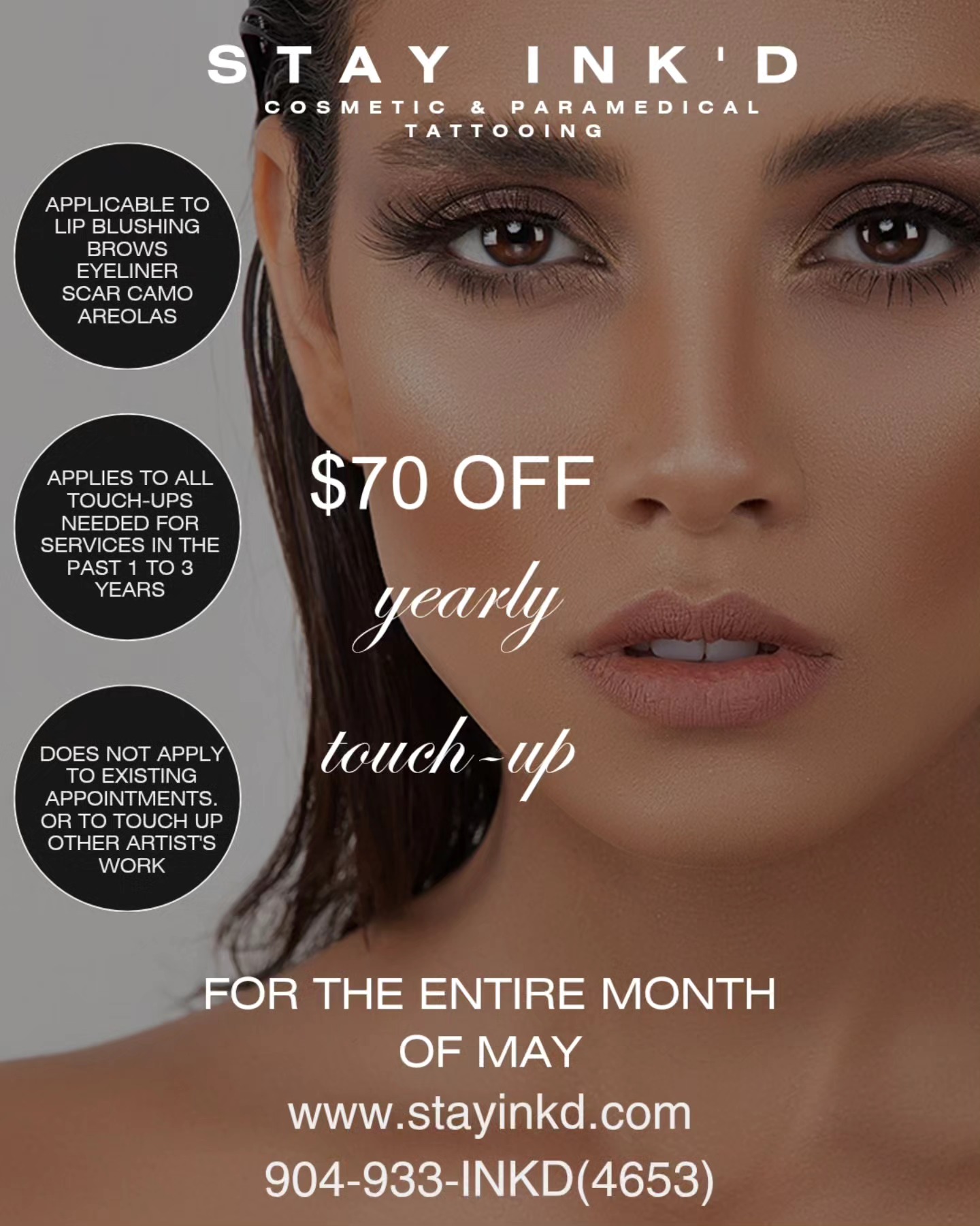 For the ENTIRE month of May, I will be doing your 1 to 3 year touch-ups for $70 OFF!
📍This applies to Lip Blushing, Brows,
Eyeliner, Scar Camouflage, and Areola
Tattooing.
📍To receive the discount, the last service
appointment has to be within the past 1
to 3 years for the service you're
requesting.
🚫 Does not apply to existing appointments.
🚫 Does not apply to touching up the work
of another artist
Click BOOK NOW at www.stayinkd.com or on FB or Instagram. 📞 or text 904-933-INKD with any questions
#stayinkd
#stauglocals