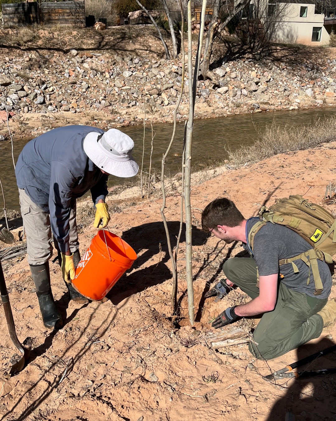 Last Saturday, our amazing CSU volunteers joined forces with others from the Town of Springdale, Utah Division of Wildlife Resources, and the Virgin River Program to plant over 100 willow whips for riverbank stabilization near the George Barker River Park in Springdale. This will ultimately keep the bank from eroding during periods of high runoff.
Sign up on our website to join us for our next volunteer project, and come make a difference.
https://www.conserveswu.org/stewardship