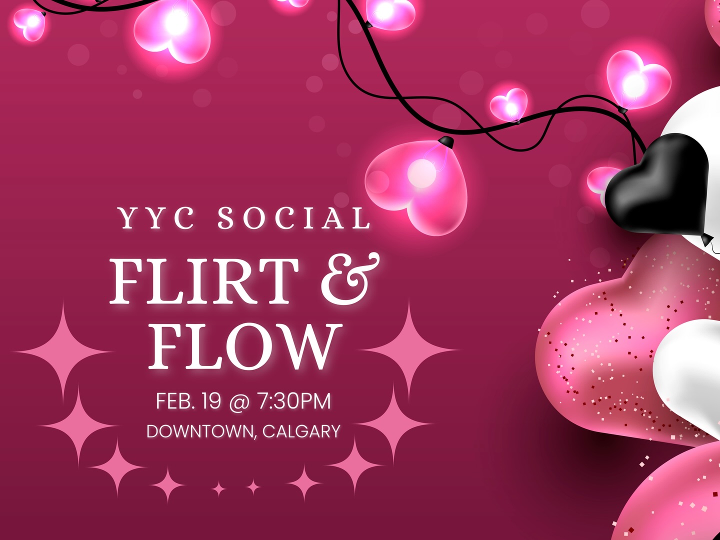 Ready to turn up the connection and let the night unfold with ease? Our next YYC Social is inviting you into a playful, low-pressure evening designed to spark conversation, curiosity, and a little delicious flirtation.
Join us in downtown Calgary as we gather Calgary’s non-monogamous, queer, and sex-positive communities for a night of mingling, laughter, and organic connection. This one is all about flow! Letting conversations unfold naturally, following what feels good, and giving yourself permission to flirt (or not!) at your own pace.
Come solo, partnered, or with friends! You’ll be welcomed into a warm, inclusive space where you can be yourself.
🌟 What to Expect
• Flirt & Flow Cards: when you check in, you’ll receive a card with a gentle, playful invitation designed to spark connection (think conversation prompts, curiosity questions, or light-hearted flirt cues). Participate as much or as little as you like.
• A relaxed, no-pressure environment to mingle, chat, and meet new folks without the overwhelm of clubs, dungeons, or large-scale takeovers.
• A private side area reserved just for our group, giving us space to connect comfortably.
• Delicious beer, cocktails, and food available for purchase all evening.
💫 What is Flirt & Flow?
It’s not a game you have to “win”, it’s an invitation! The cards are simply there to help break the ice, open conversations, and encourage organic moments of connection. You’re always in charge of your boundaries, your pace, and how you engage.
📦 Community Giving:
We continue to support the We Are Maud Foundation in their mission to end period poverty. Guests are encouraged to bring unopened boxes of menstrual hygiene products to donate. Every little bit helps!
VENUE
Downtown Calgary
venue will have a private area for our event
full cocktail, beer and food menu available
LINK IN BIO TO JOIN!
///
#YYCSocial #YYCEvents #FlirtAndFlow #ConsciousConnection #IntentionalSocial SocialWithoutSwiping NonMonogamousLife
Keywords
Calgary social event
non-monogamous community
open-minded adults
alternatives to dating apps