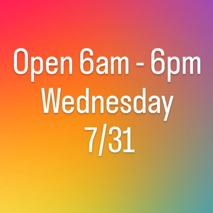 Hello all!
Yes, we are giving me (the owner/manager) one more day to recover from being sick. Thank you all for your patience and understanding as I rest up and get better.
Thank you to my staff for adjusting their schedules and lending so much support, I appreciate you all so much!
We should be back on 5am - 8pm Thursday 8/01. 😀
A heads up that our shoulder season hours (6-6) will begin Monday, August 5th thru the end of the season!