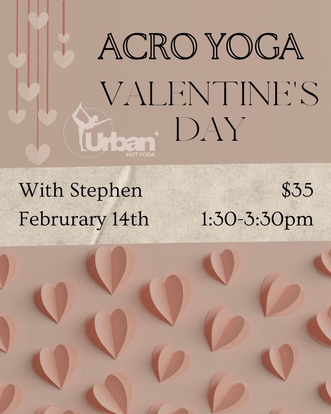 Grab your partner and head over to Urban for an adventurous Valentine’s Day Date!!
@sapmvmt will be leading his highly requested acro yoga class Feb 14th 1:30-3:30pm. All levels welcome! ❤️🩷💜🤍
#acroyoga #acro #valentines #yoga #partner