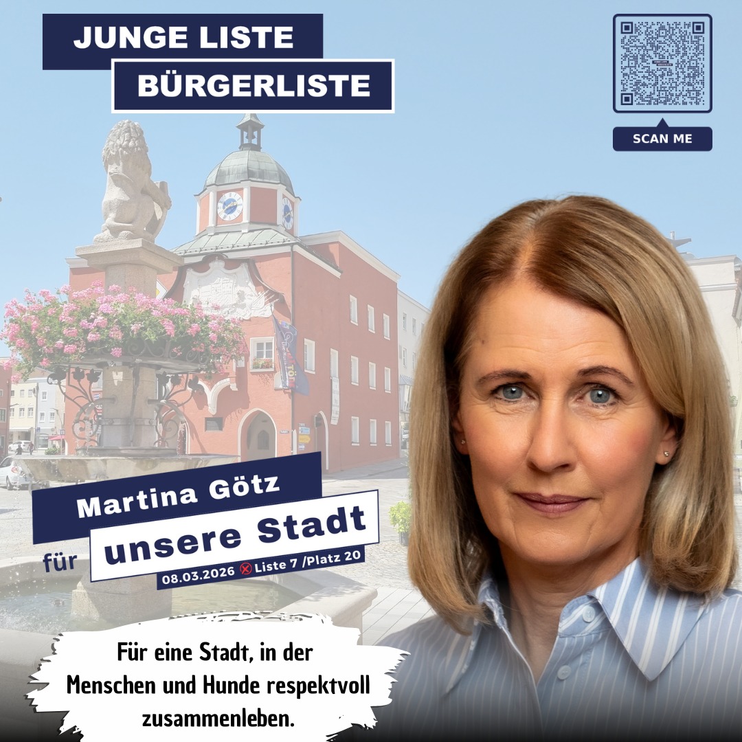 Für eine Stadt mit respektvollem Umgang für Mensch und Tier.
🐾 Martina Götz setzt sich für Respekt und Mitgefühl – für Menschen und Tiere gleichermaßen – ein.
Lerne unsere Stadtratskandidat*innen kennen! Auf unserer Homepage www.jl-bl.de gibt es alle Infos zu unseren Zielen und Visionen – und alle Termine, bei denen du direkt ins Gespräch kommen kannst. Dein Kontakt zählt!
#kommunalwahl2026 #stadtrat2026 #pfarrkirchen #GemeinsamFürEinLebendigesPfarrkirchen