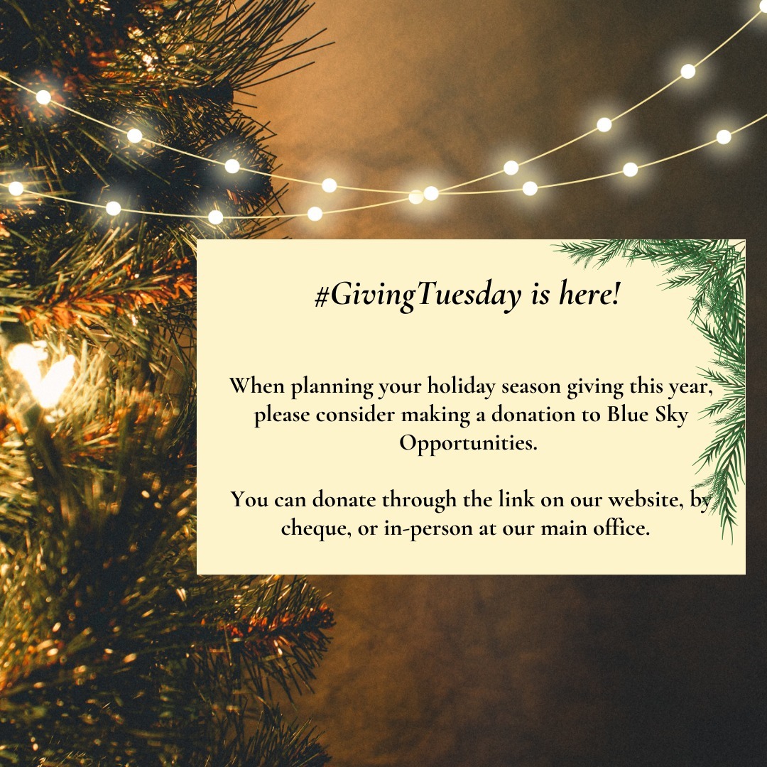 Today is Giving Tuesday! This year, Blue Sky Opportunities is fundraising to purchase a new 10-passenger fully accessible vehicle. This will enable us to continue to provide safe and reliable transportation to those supported at the day program and make evening events easier to attend for residential and supported independent living participants. Please consider making a donation to us to help us reach our goal!