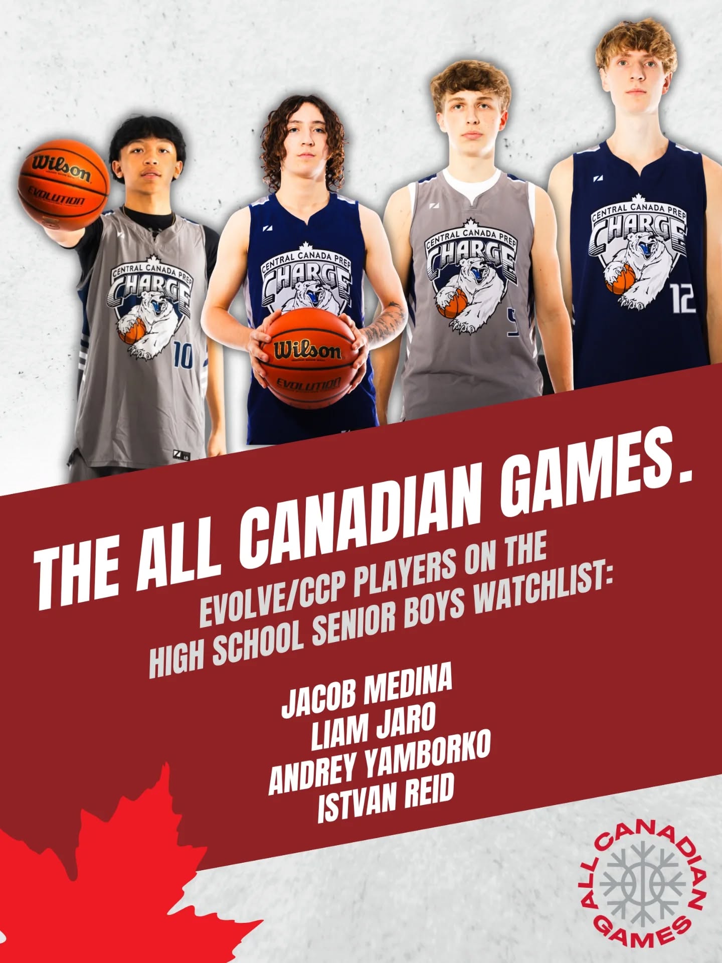Congratulations to our Evolve Boys athletes on being named to the All-Canadian High School Seniors Watchlist 🇨🇦
Jacob Medina
Liam Jaro
Andrey Yamborko
Istvan Reid
Your work ethic, discipline, and consistency have put you in position to compete for a roster spot at the All-Canadian Games.
Well earned. Keep pushing. 💪🔥