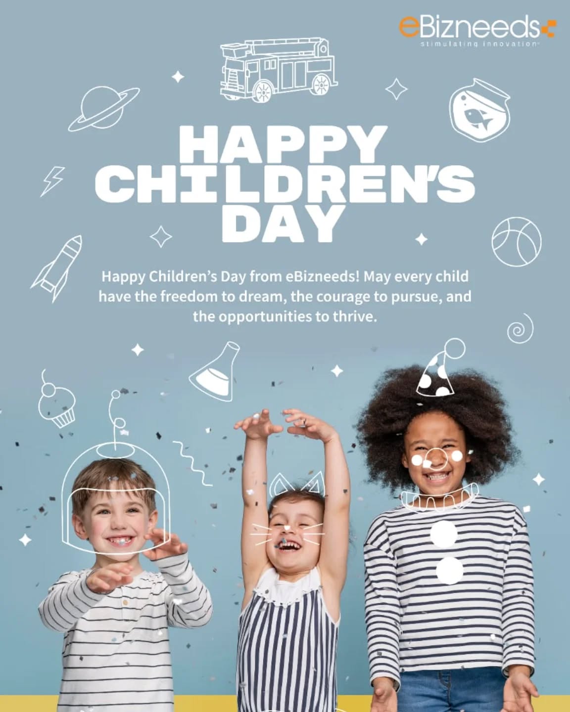 🌟 Happy Children’s Day! 🌟
At eBizneeds, we believe that the future belongs to the dreamers and the doers! Today, we celebrate the boundless creativity and curiosity of children everywhere. Let’s build a world where technology empowers their dreams and inspires their journeys. 🧒💻👧
#ChildrensDay #eBizneeds #FutureInnovators #TechForKids #InspireTheFuture