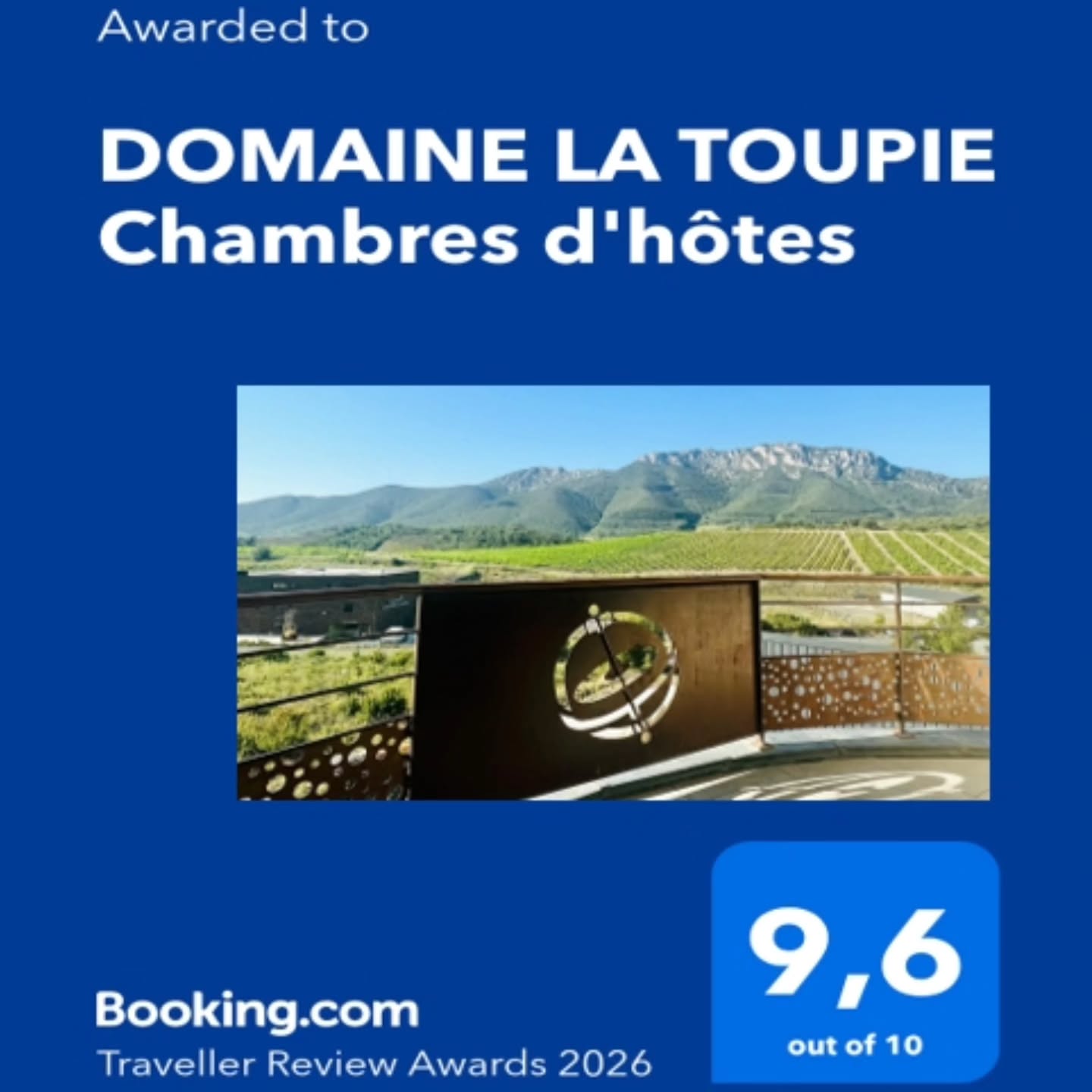 Merci à tous nos clients pour cette belle récompense un an après l'ouverture des 3 chambres d'hôtes du domaine!