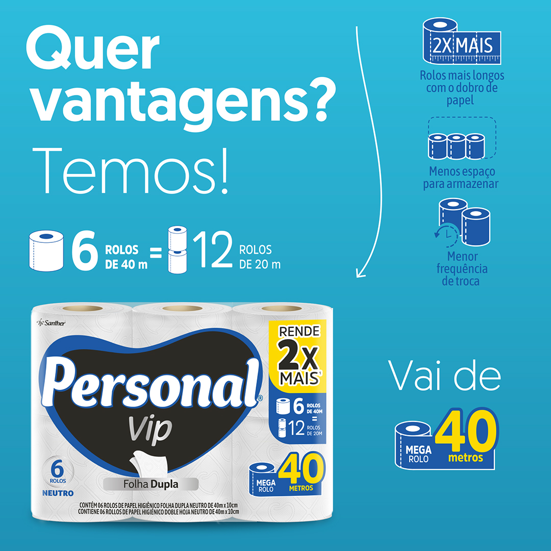 Ainda não adquiriu o seu Papel Higiênico Personal® Vip Folha Dupla - 40 Metros?
Então vai aqui algumas razões para você considerar:
• Usa menos embalagem e menos tubetes, ele é mais sustentável.
• Possui o dobro de papel em seus rolos, ele é mais econômico.
• Ocupa menos espaço de armazenamento.
• Diminui a frequência de troca.
A escolha mais inteligente?
É Personal® Vip - 40 Metros. 🤩
#DarlanRomani #Esporte #Esportes #vaimaislonge #altorendimento #AltoRendimento #rendimentos #rendimento #lançamentos2024 #lançamento #lançamento #santher #papelhigienico #personalvip #Santher