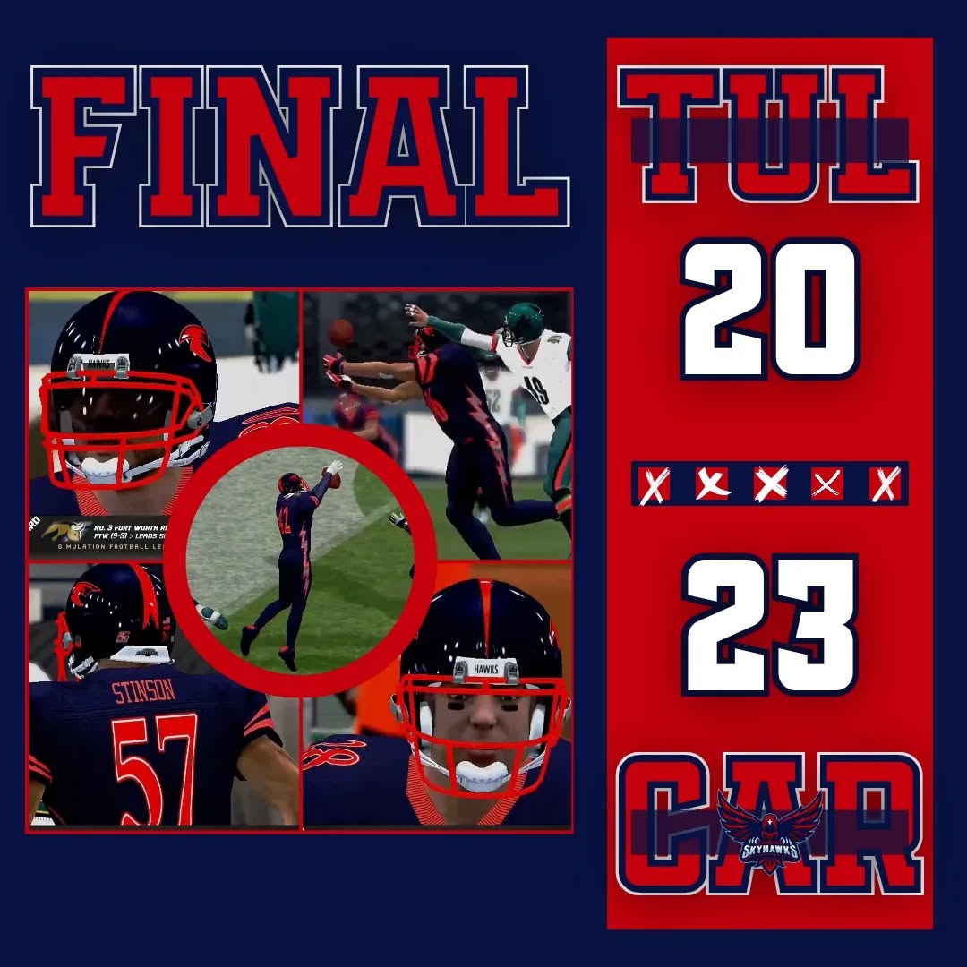 The #SkyGang has made history with our very first playoff win in franchise history!!!! The @sfl_tulsadesperados put up a good fight but we were the better team today. We will be taking on @sfl_arizona in a rematch that QB Chee Z Pizza is excited for👀 #HawkUp #NoOneOutPizzasTheHawks