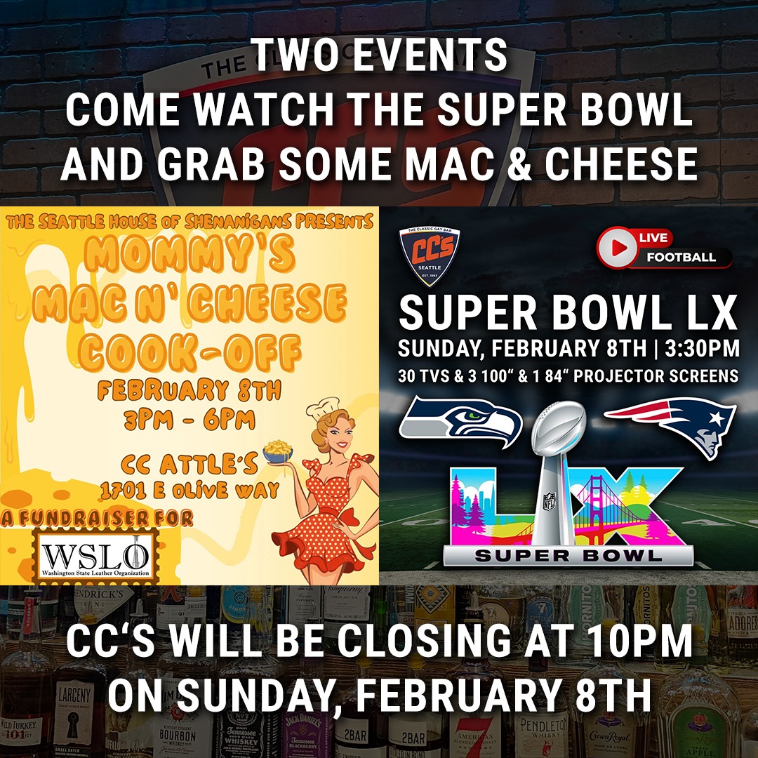 This Sunday: Come watch the Super Bowl and grap some Mac & Cheese!
Mac & Cheese Cook Off: https://www.facebook.com/events/902955548975223
Super Bowl: https://www.facebook.com/events/1624472412020861/
CC's will be closing at 10pm on Sunday, February 8th.