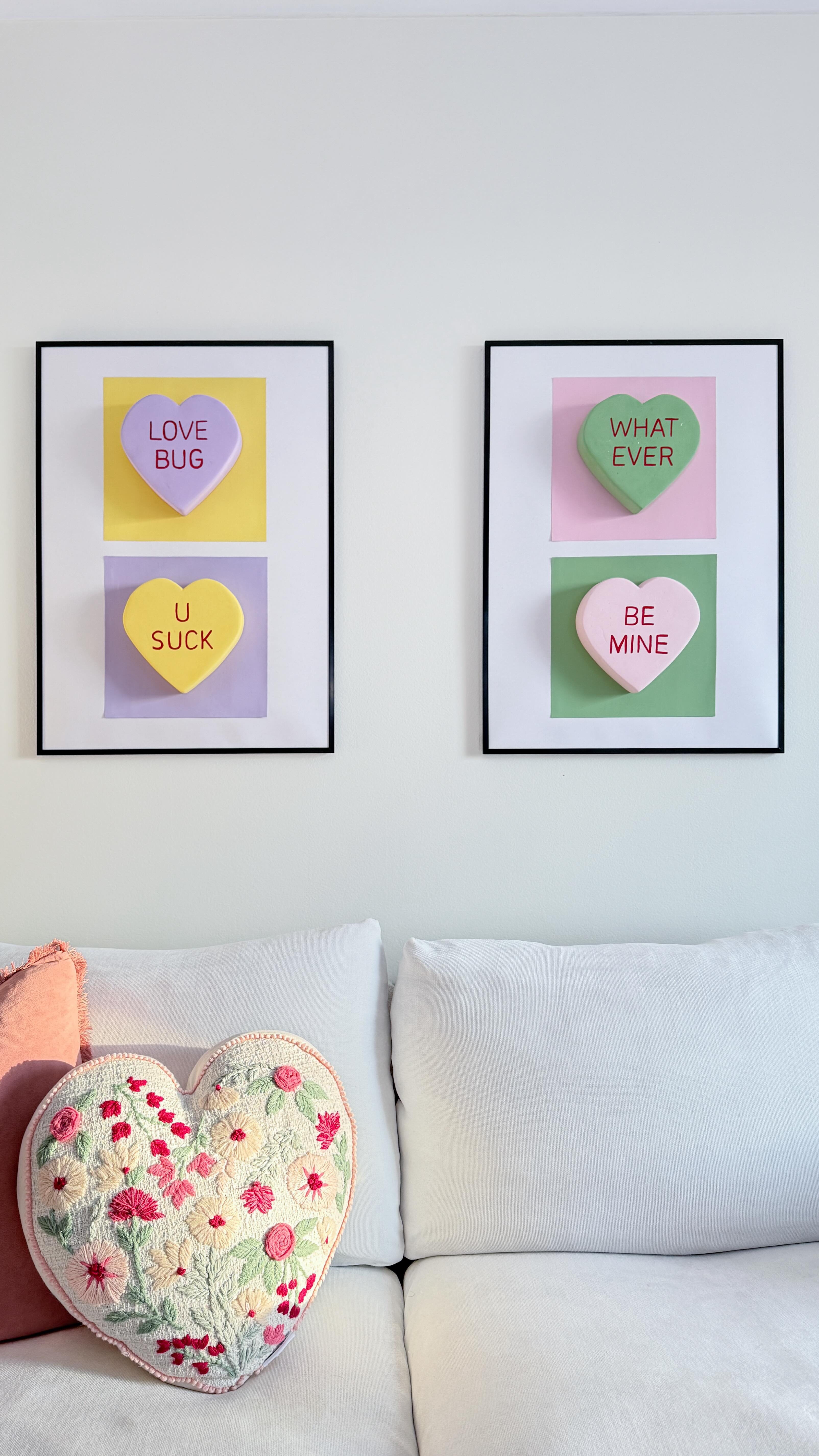 officially my favourite valentine’s DIY 😍
#valentiensdecor #diyvalentine #valentinesinspo #decorcrafts #homedecor
conversation hearts, candy heart, living room, diy decor, valentines craft