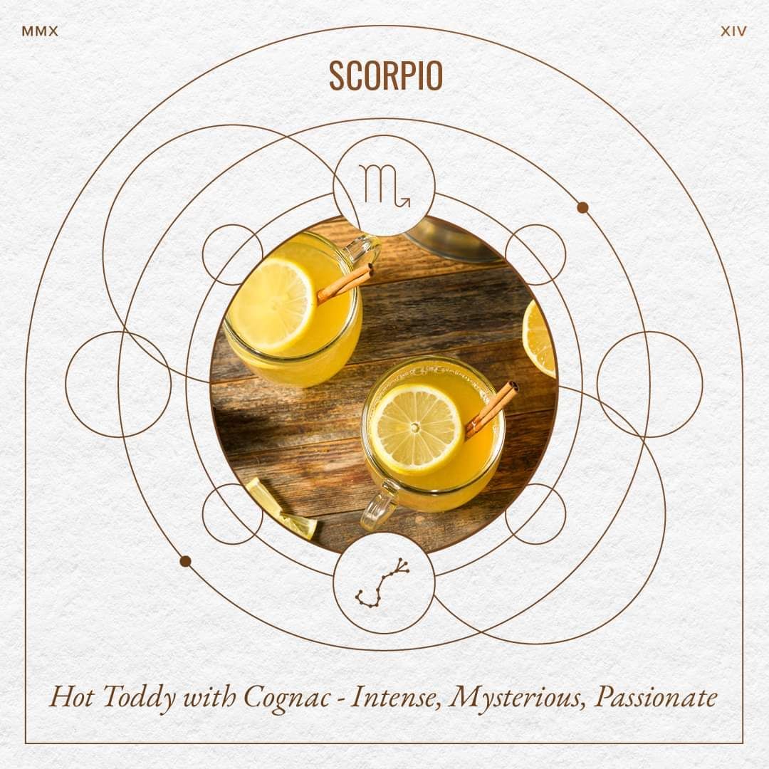 Associer #cocktail & #astrologie, c'est la bonne idée de Cognac USA
Scorpions, savourez un "Hot Toddy" !
Retrouvez la recette réalisée avec un #cognac VS sur notre site (rubrique Accords Majeurs)
#JoinOurClub #TheGoldenAgeOfCognac
#CognacGrandeChampagne #CognacUSA
#Bartender #Mixology #Mixologist #Barman #Hospitality