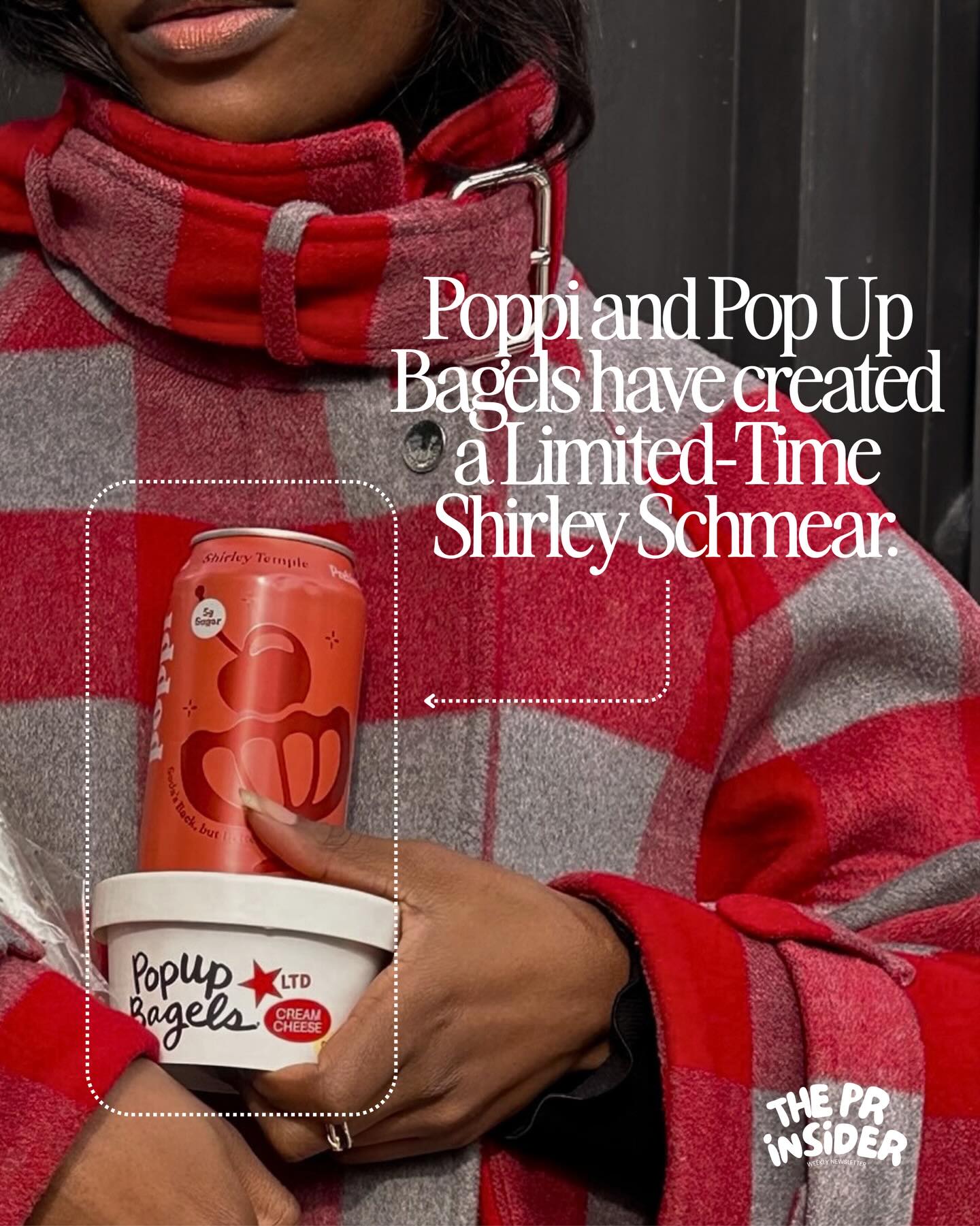 After poppi’s Shirley Temple soda started winning hearts (and fridges) everywhere, they’ve gone one step further to celebrate the love, teaming up with viral NYC fave PopUp Bagels, aka the kings of fun food collabs.
Introducing Shirley Schmear 🥯🍒✨
A pink, nostalgic cream cheese inspired by the cult-favourite drink, landing for a limited time only at PopUp Bagels locations.