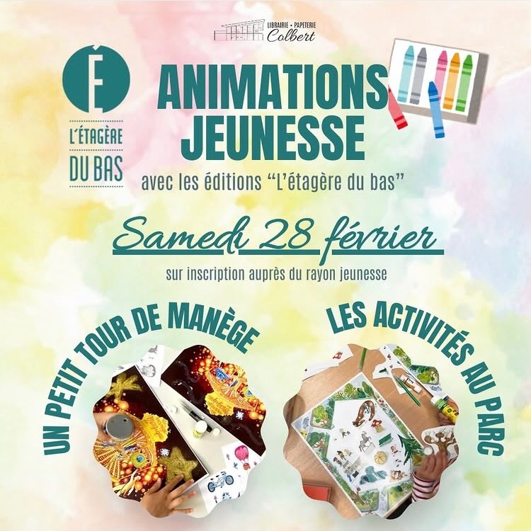 Dernier rendez-vous des vacances: samedi matin à la @librairiecolbert pour deux ateliers autour des albums « Un petit tour de manège
