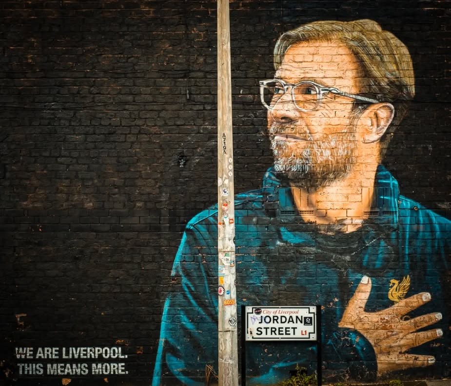 Good bye Jürgen!
.
.
.
.
#ynwa #lfc #jurgenklopp #dankejürgen #legend #liverpoolfc #kloppmural #streetart #liverpoolart #fujixt4 #muralsofliverpool #anfield #merseyside #goodbyeklopp #wewillmissyouklopp #ynwaforever #rhisisanfield #scouse #bhop_photography #football #footballart #fussball #premierleague #trainer #england #liverpool #fujixf1655