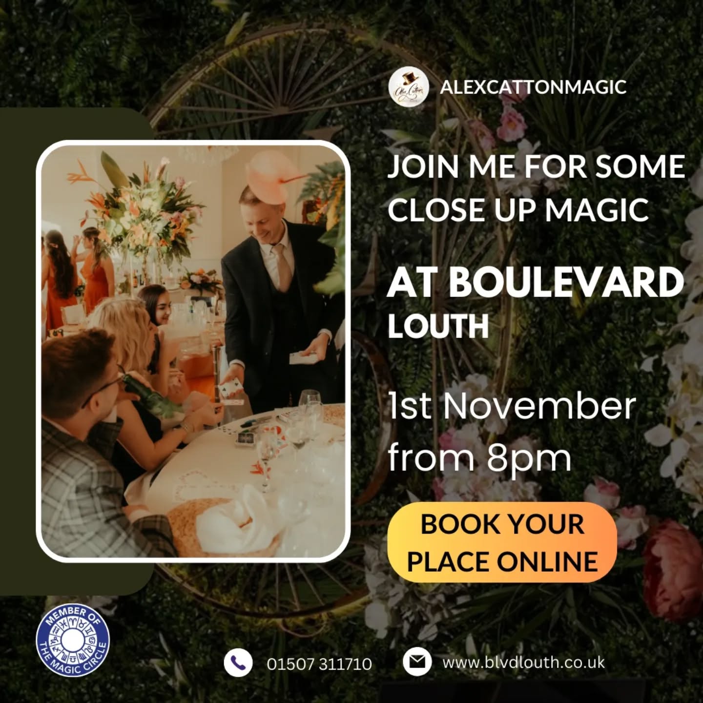 Join me at Bar Boulevard, Louth for a magical evening! 🪄✨️🎩🍸🍸 Book now to witness some incredible close up magic @ www.blvdlouth.co.uk
@blvdlouth
#magic #magician #tricks #louth #cocktails #lincolshire #entertainer #weddingmagician #party #lincoln #Christmas #is #round #the #corner