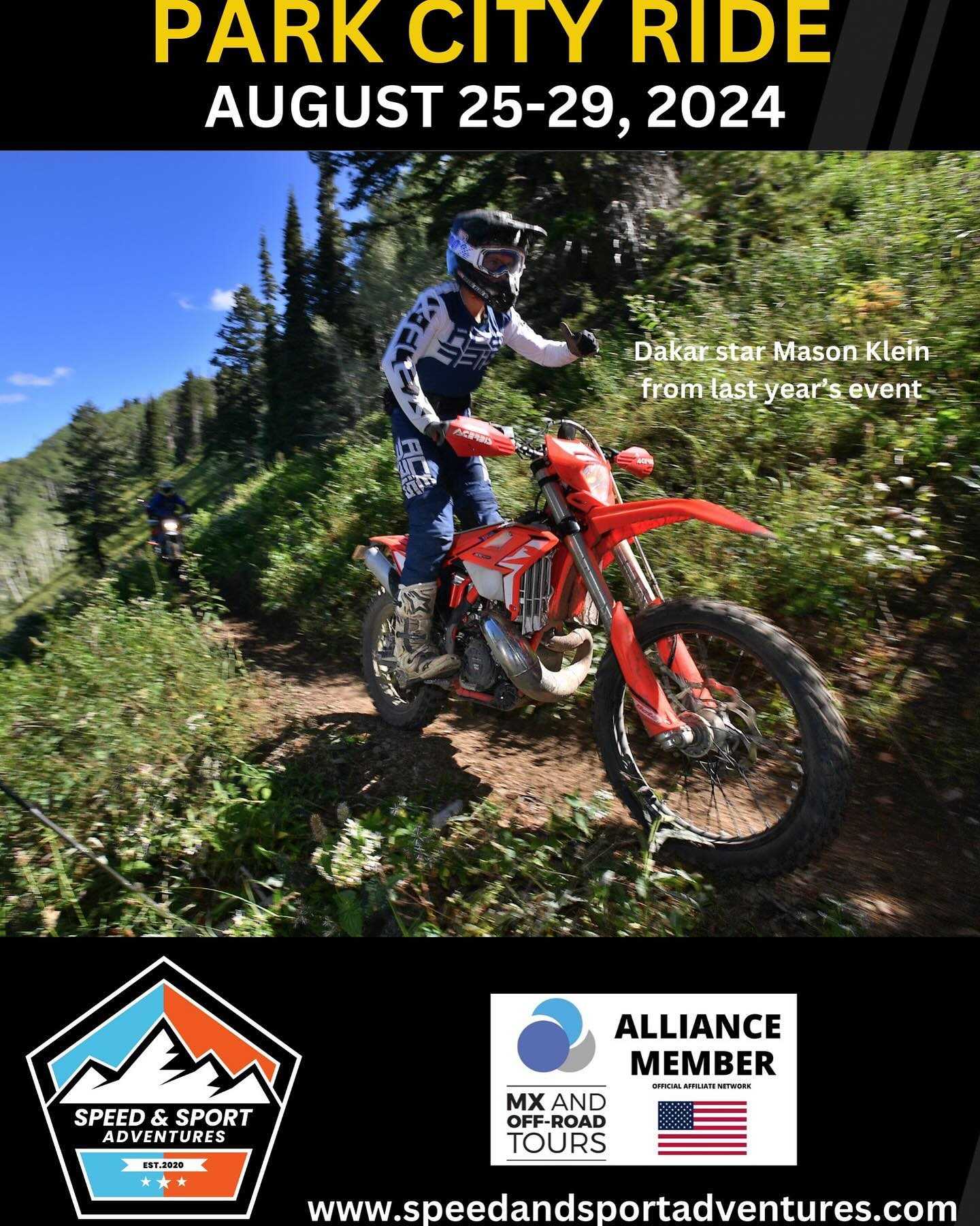 The 4th annual Park City, Utah dirt bike ride is happening August 25-29. This is a USFS-permitted ride and prices start at $3295 if you bring your own bike. A variety of rental bikes are available on a first-come, first-served basis for $700. The ride includes professional guide, luxury accommodations in a 27, 000 square-foot log cabin, food and more. Each day the group will ride between 70-110 miles of singletrack, two track and public roads. We also expect to have a celebrity guest or two, and last year rally star Mason Klein joined champs Destry Abbott, Guy Cooper and Rodney Smith at the event. Speed & Sport Adventures is the high-end tour company that is owned by a bunch of champion motorcycle racers and industry execs including Andrew Short, Ryan Sipes, Colin Edwards, Langston, Kevin Hines, Abbott, Cody Webb, Paul Krause, Matt Buyten, Destry Abbott, Jennifer Emig, and Scott Bright along with former Dirt Rider magazine editors Mark Kariya and Ken Faught. For more information check out speedandsportadventures.com. Off-Road Travel TV will also be filming the even for a segment on MavTV. Hope to see you there. #dirtbikes #adventure