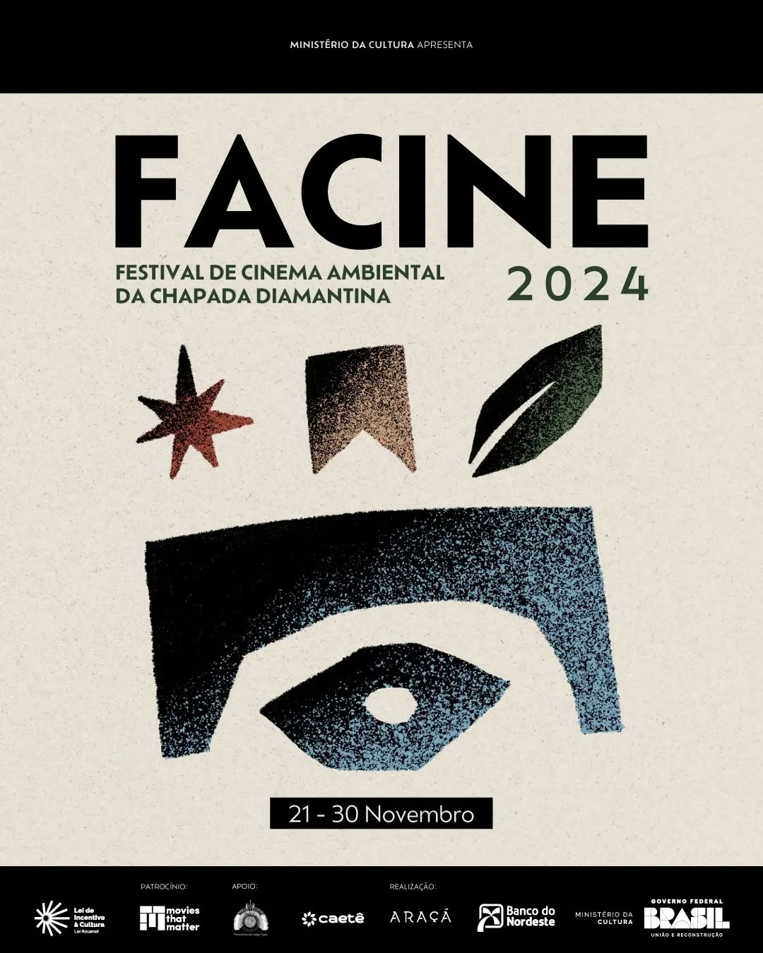 Vem aí a 2ª edição do Facine - Festival de Cinema Ambiental da Chapada Diamantina! De 21 a 30 de novembro, o Facine vai percorrer o Território da Chapada (BA) exibindo 54 filmes socioambientais brasileiros, nordestinos, baianos e chapadeiros, além de obras internacionais.
O festival têm os objetivos de difundir e promover a produção audiovisual brasileira de temática socioambiental; formar público para o audiovisual nacional; estimular a educação ambiental através do cinema; e sensibilizar o olhar do público para as questões socioambientais atuais.
O Facine - Festival de Cinema Ambiental da Chapada Diamantina - 2ª edição tem patrocínio do Banco do Nordeste, através da Lei de Incentivo à Cultura - Lei Rouanet, com realização da Araçá Cultura e Meio Ambiente e Ministério da Cultura, Governo Federal.
O Facine também tem patrocínio do Movies that Matter Festival. Facine is also supported by Movies that Matter Festival @moviesthatmatterfestival
O Facine tem apoio do MAIP - Movimento Associativo Indígena Payayá @territorio_payaya , Estúdio Caetê @estudiocaete , Viver Cultura e Meio Ambiente @viverculturama e Prefeitura de Andaraí.
@facinechapada
#facine #facinechapada #cinemaambiental #filmessocioambientais #festival #festivaldecinema #chapadadiamantina