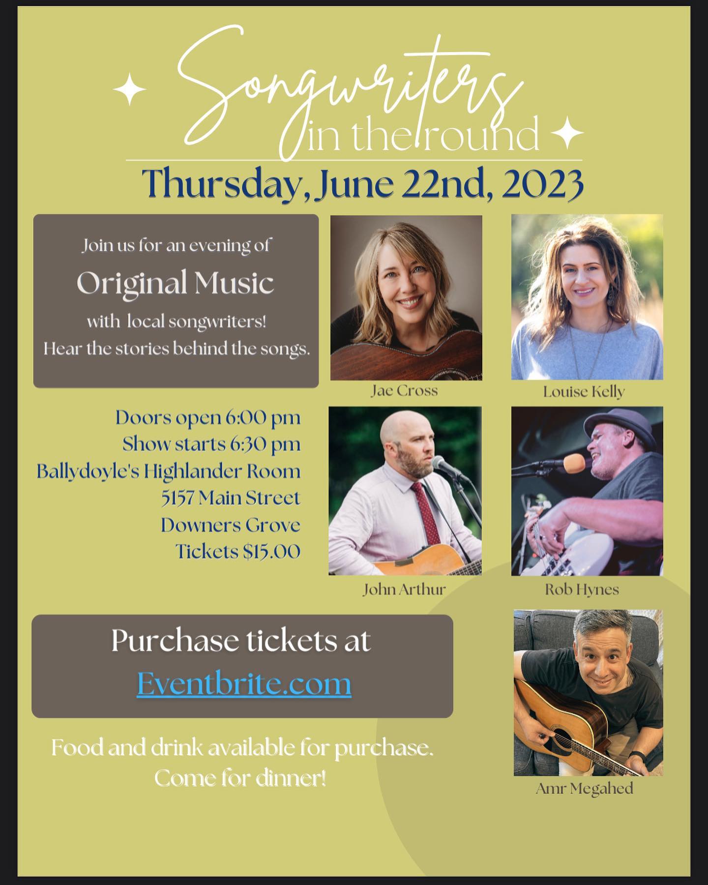 Get your tickets before they fly away
🦅 🦅 🦅
#songwriters #ballydoyledownersgrove #downersgroveillinois