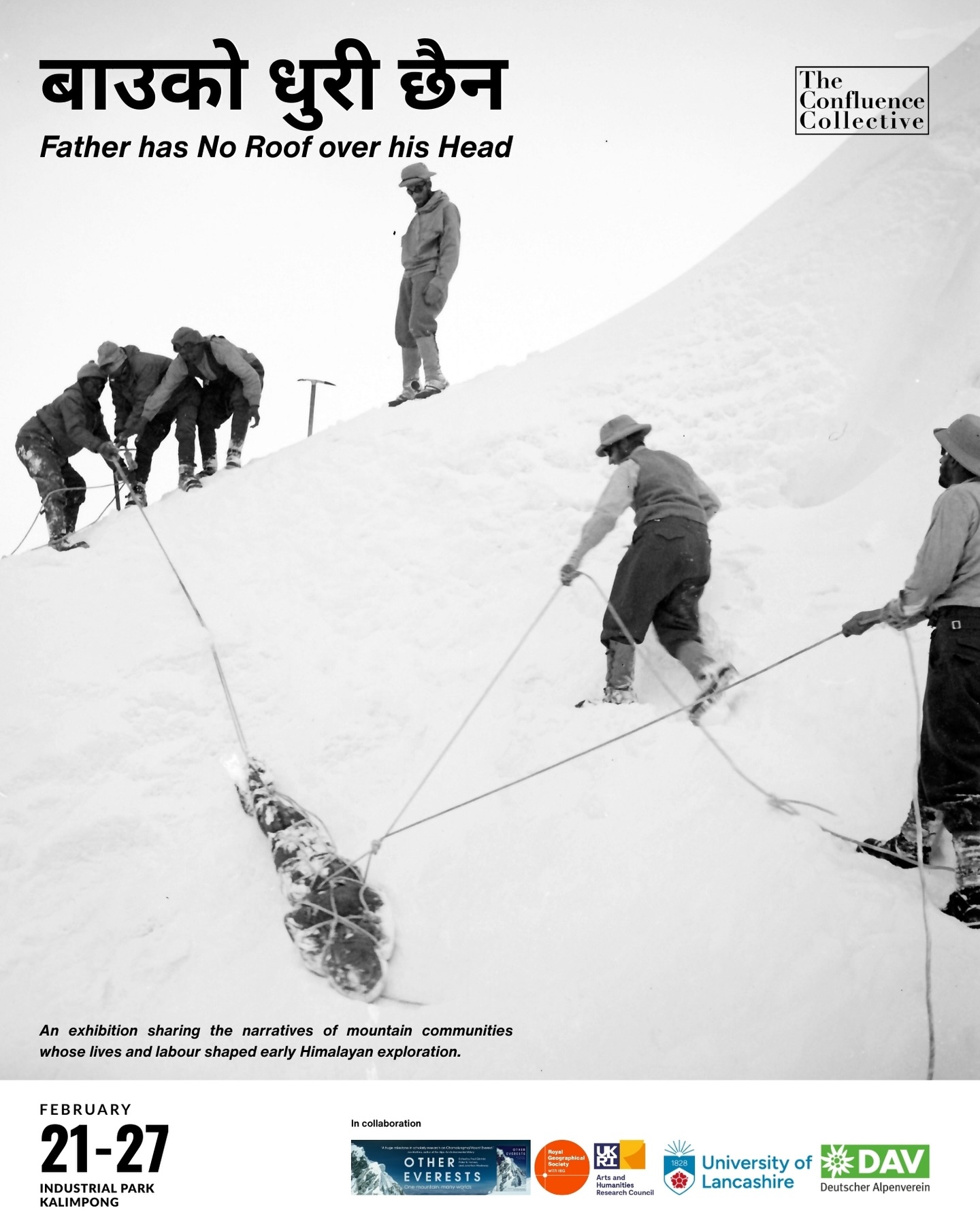 Removal of the body of Alfred Drexel on the Rakiot Glacier.
German Nanga Parbat Expedition 1934
Photo : Archiv des DAV, München
The 1934 German Nanga Parbat Expedition remains one of the deadliest tragedies in mountaineering history. Ten lives were lost: Gaylay, Dakshi, Nima Dorjee II, Nima Tashi, Nima Norbu, Phinjo Norbu, Alfred Drexel, Ulrich Weiland, Willo Welzenbach, and Willy Merkl.
For nine days Ang Tsering endured unimaginable suffering, living on ice as he struggled back toward base camp. When his boots were finally removed, both feet were found to be severely frostbitten; almost all his toes were later amputated. He spent more than a year recovering at Victoria Hospital in Darjeeling.
In 1935, Ang Tsering together with Kitar, Pasang Norbu, Pasang Kikuli, and Da Tondrup (Dawa Tendrup), survivors of Camp 8 was awarded the Ehrenzeichen des Deutschen Roten Kreuzes (Medal of Honour of the German Red Cross), with the consent of Herr Hitler. For Himalayan porters of that era, such recognition was rare. Security was rarer still.
Injury often meant poverty. Unable to climb at high altitude, Ang Tsering rebuilt his life with quiet determination. He earned a living guiding local treks and working with his horse. His chit book records reveal extensive journeys across the region, including routes through Sandakphu–Phalut and West Sikkim.
The trophy displayed here won by his horse at the Lebong Race Course stands for the small victories that made survival possible.
Eighteen years later, defying pain, loss, and long odds, Ang Tsering returned to the high mountains. In 1952, as Sirdar of the Bengal Sappers Expedition to Mount Kamet, he climbed to nearly 24,000 feet, a powerful reminder of the resilience required of porters not only to climb, but to endure, adapt, and be remembered.
This exhibition brings forward stories of recognition, loss, and return. For the first time in Kalimpong, historic expedition photographs are shown alongside deeply personal histories recovered through archives and family memory. Images once unnamed and held far away now speak directly to the land and the lives they came from.