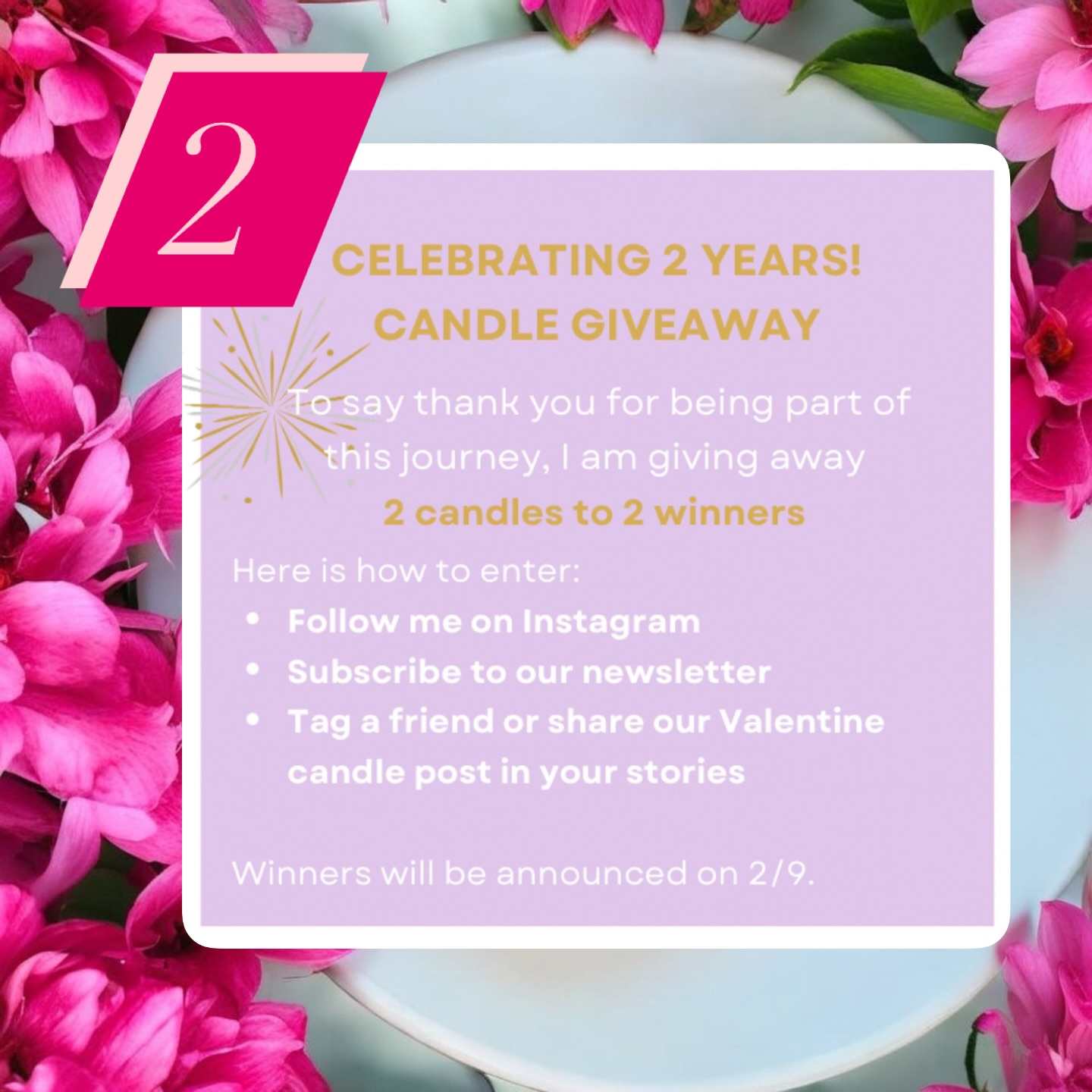 🥳 Celebrating Linoy Boutique 2 years Anniversary 🥳
To say thank you for being part of this journey, I’m giving away 2 candles to 2 winners ✨
Here’s how to enter:
1. Follow me on Instagram
2. Be subscribed to our newsletter
3. Tag a friend or share our Valentine candle post in your stories (and don’t forget to tag us!)
Winners will be announced Monday Feb 9th — good luck 💗
#CandleGiveaway
#WomenOwnedBusiness
#sandiegosmallbusiness
#intentionalliving
#linoyboutique