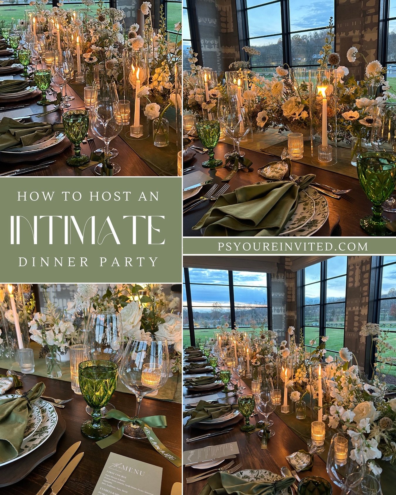 When hosting an intimate dinner party, it’s the small and thoughtful details that matter most. Check out our blog post to see how we styled this intimate dinner party in Tennessee 🌿 Link is in bio
