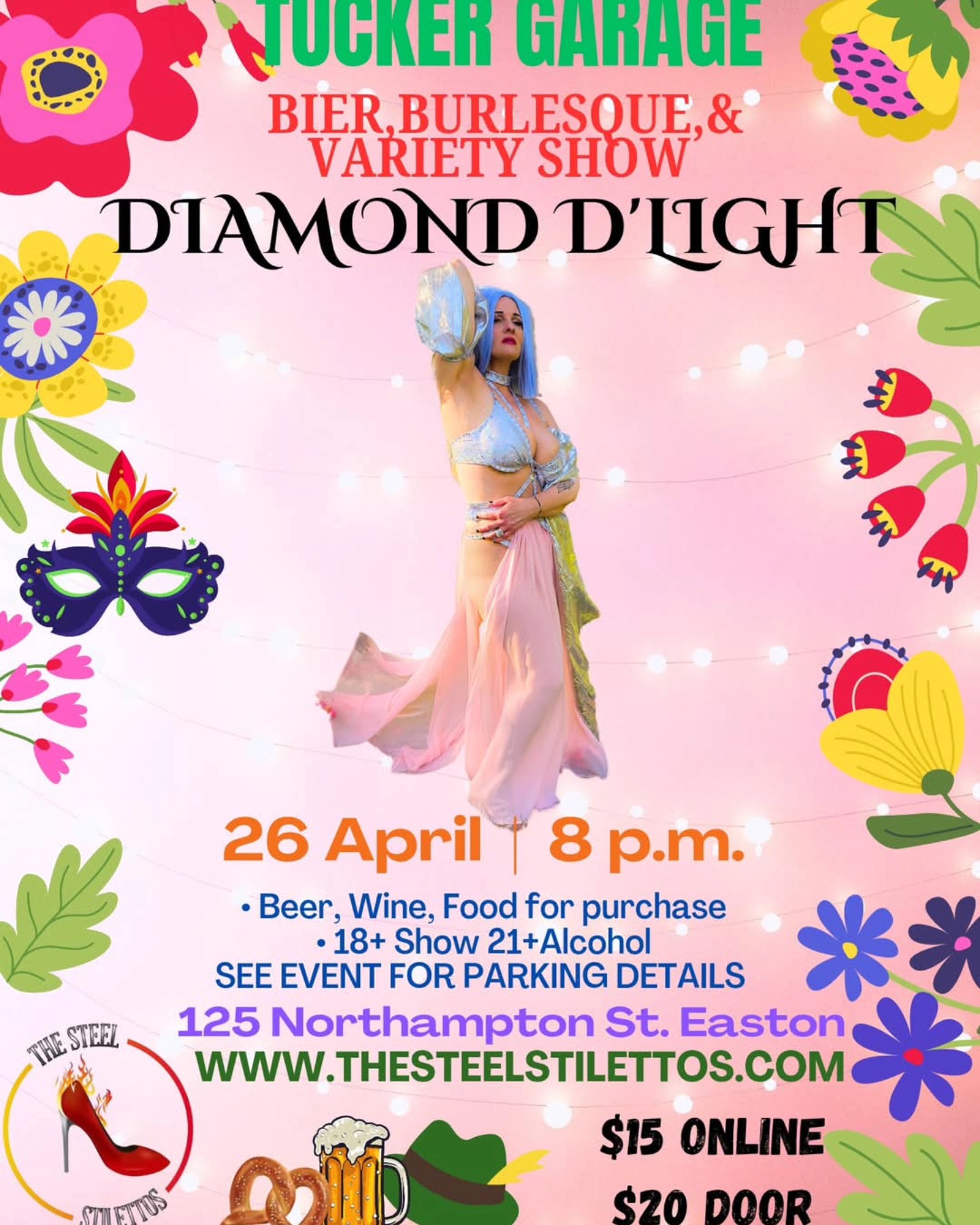 Meet your Cast : PERFORMER
Diamond D'Light
"The Symbolic Mistress of Burlesque "
Tucker Garage : Bier, Burlesque, & Variety Show
#thesteelstilettos #tuckergarage #eastonpa #performingarts #burlesque #burlesqueshow