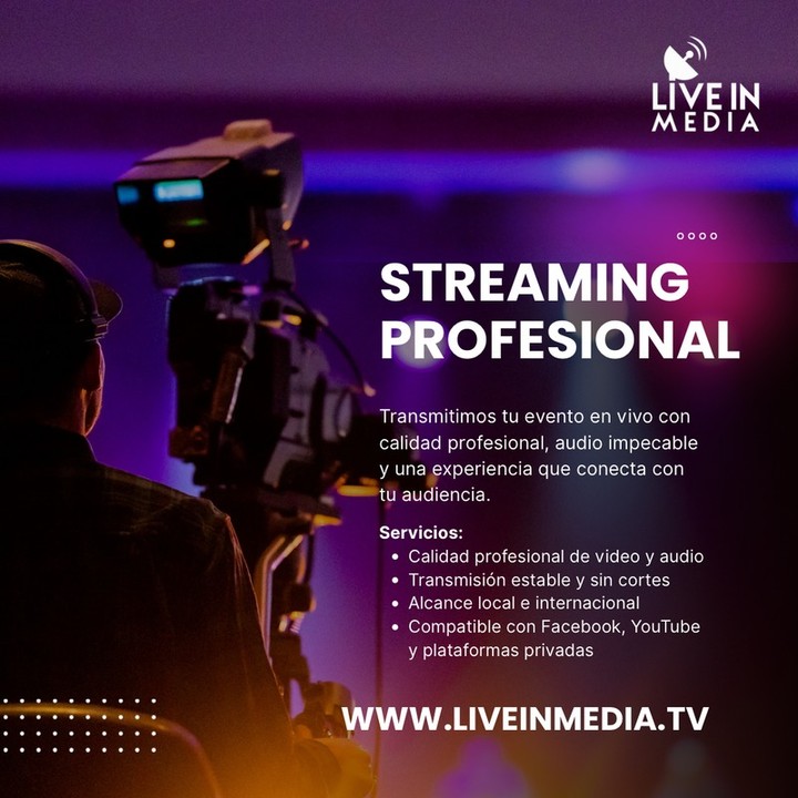 🎥✨ Streaming profesional para tus eventos
Lleva tu evento más allá del lugar físico con transmisiones en vivo de alta calidad.
Video y audio profesional, señal estable y una experiencia que conecta con tu audiencia, sin interrupciones. 🌐🔊
Transmitimos en Facebook, YouTube y plataformas privadas, con alcance local e internacional.
📡🔥
#StreamingProfesional #EventosEnVivo #LiveInMedia #ProducciónAudiovisual #TransmisiónEnVivo #EventosCorporativos