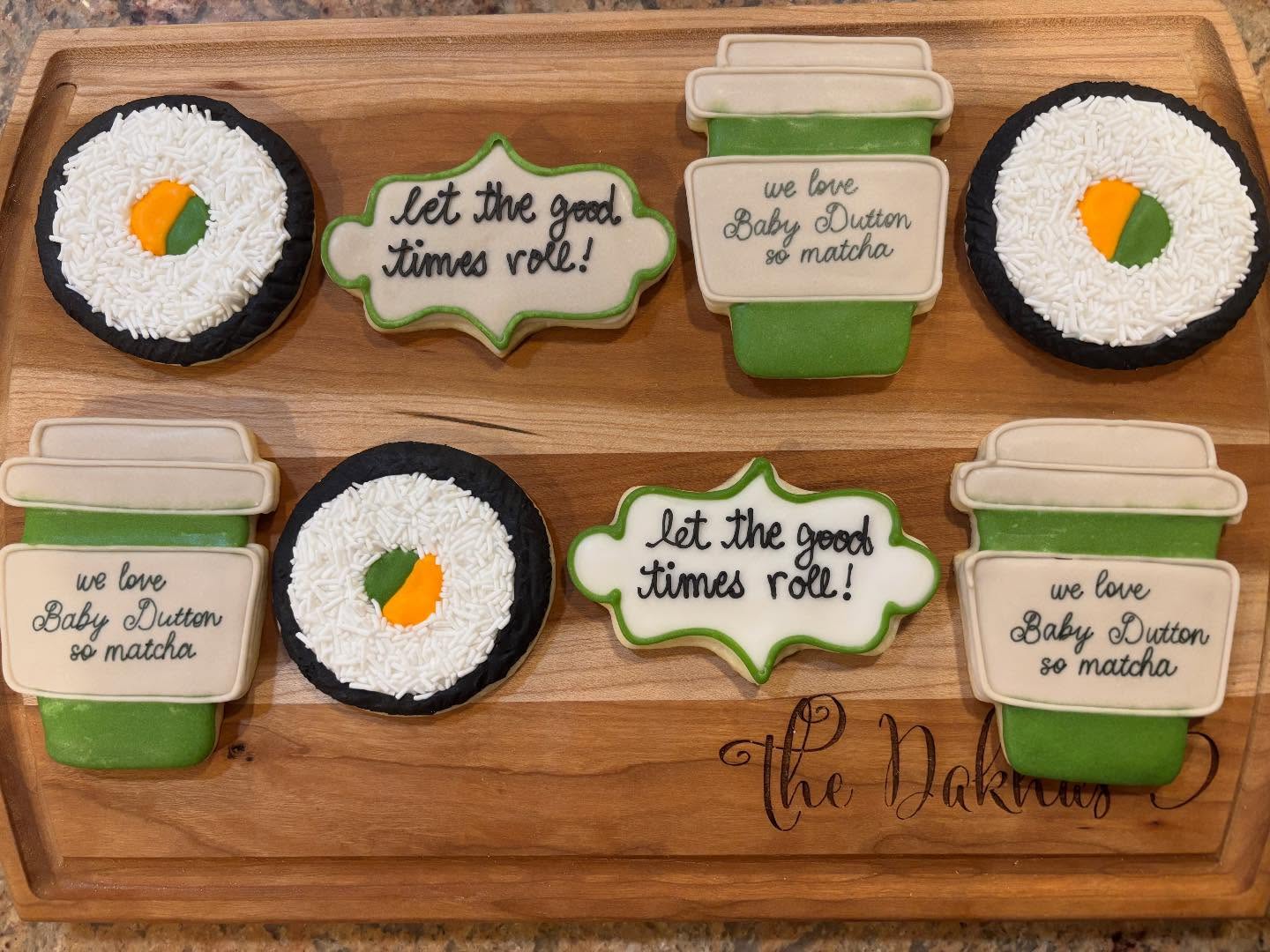 This sushi / matcha themed set turned out so cute!! I love when people think outside the box for baby showers. So fun!!
#dakhasdesserts #sushicookie #matcha #customcookies #surreybaker