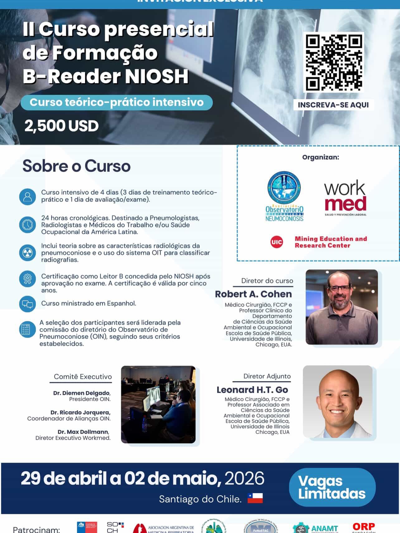 Impulsione seu desenvolvimento profissional e avance rumo à certificação internacional como leitor B do NIOSH, um treinamento intensivo com exame oficial, destinado a médicos especialistas comprometidos com o diagnóstico e a vigilância em pneumoconiose. 📌 Faça sua inscrição através do link: https://shorturl.at/FvzjC