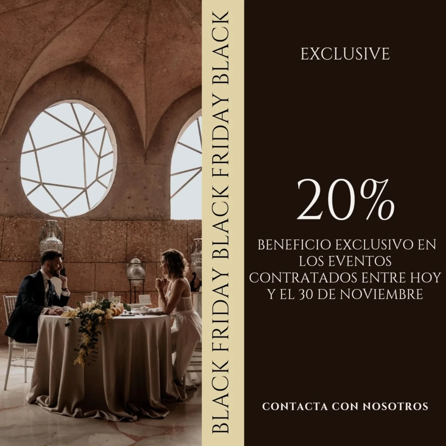 Estas ocasiones se dan pocas veces.
✨️Edición Especial Black Friday 2024✨️
Sólo por tiempo limitado: alquila nuestra galería para 2025, desde hoy hasta el 30 de noviembre y accede a una experiencia incomparable a un precio irrepetible.
Por cierto, los protagonistas de esta maravillosa foto son:
@claudinamata
@carolinabouquet
@canizaresconcept
@rosasorroche
@davidentrenas
@lorenaleonluz
@mariaespinosafoto
@miguelmunozjoyeros
@yolandalopezsalon
#blackfriday #eventos #eventosgranada #espaciosexclusivos #bodas #granada #