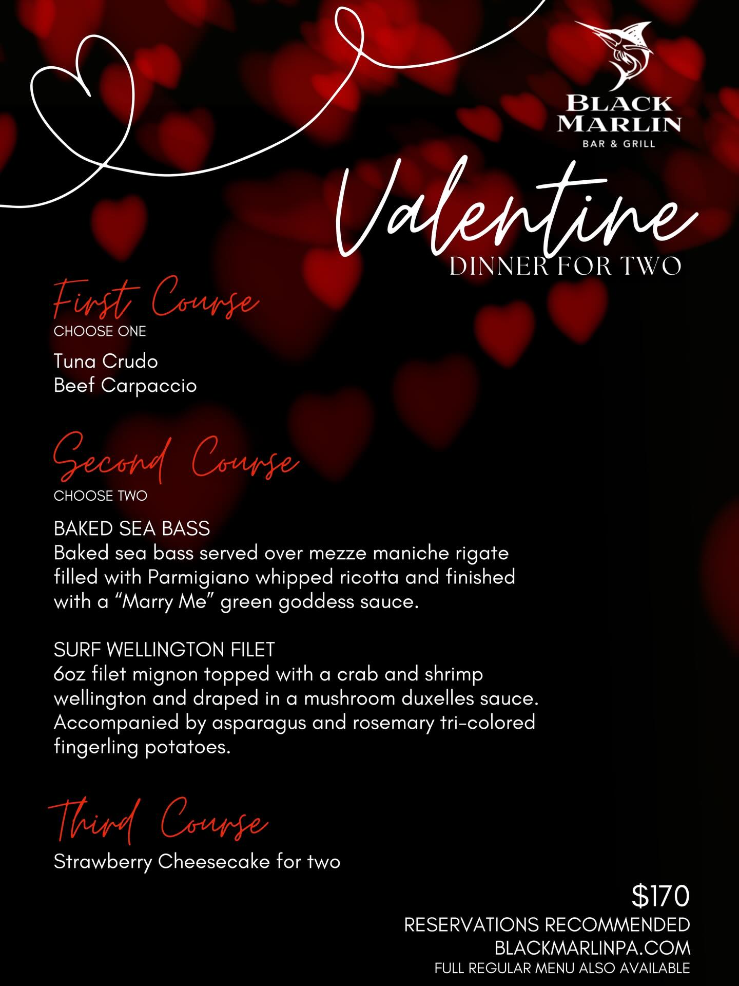 Tomorrow is Valentine’s Day! ❤️ Don’t wait — reserve your spot for Black Marlin’s Valentine’s Dinner for Two and make it a night to remember. Limited tables available, so book online now!
BlackMarlinPA.com
#ValentinesDinner #BlackMarlinPA #DinnerForTwo #PortAransas #DateNight