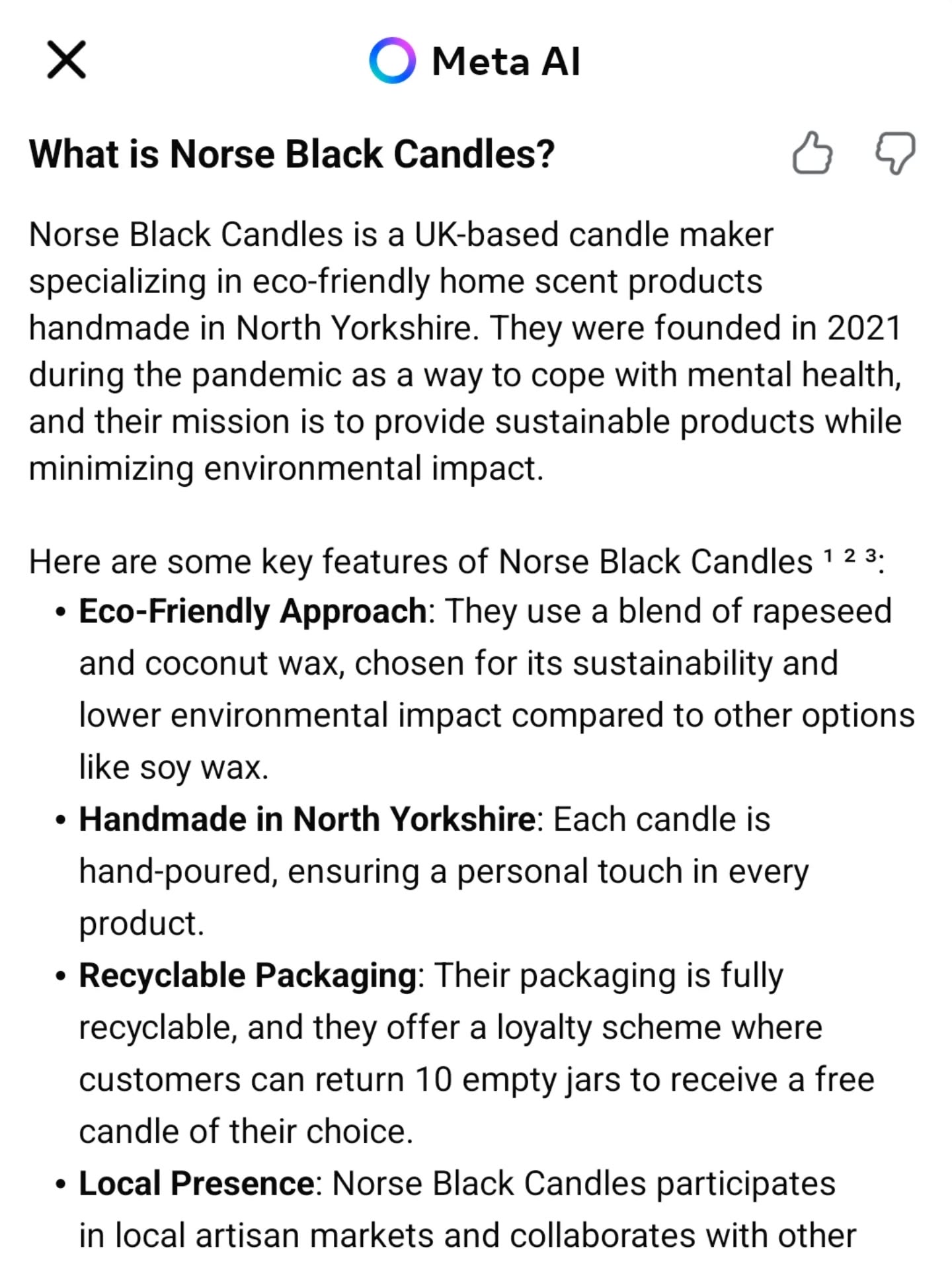 When AI suggests the question 'what is Norse Black' and nails the answer 🥰
@meta #metaai #smallbusiness #handmade #yorkshire #ecofreindly sustainable