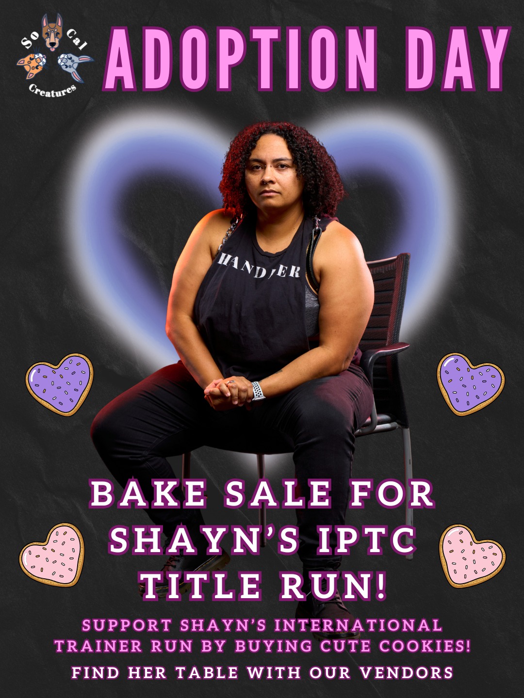 Support LA Pup Regent Handler @lotharia_shayn on her run for the International Trainer title by picking something up at her bake sale! In our vendor hall on February 14th โค๏ธ
---
Share the critter love with a new playmate at our annual ADOPTION DAY ๐ A themed 18+ guided pickup play event!
Ticket & Info Links in Bio!